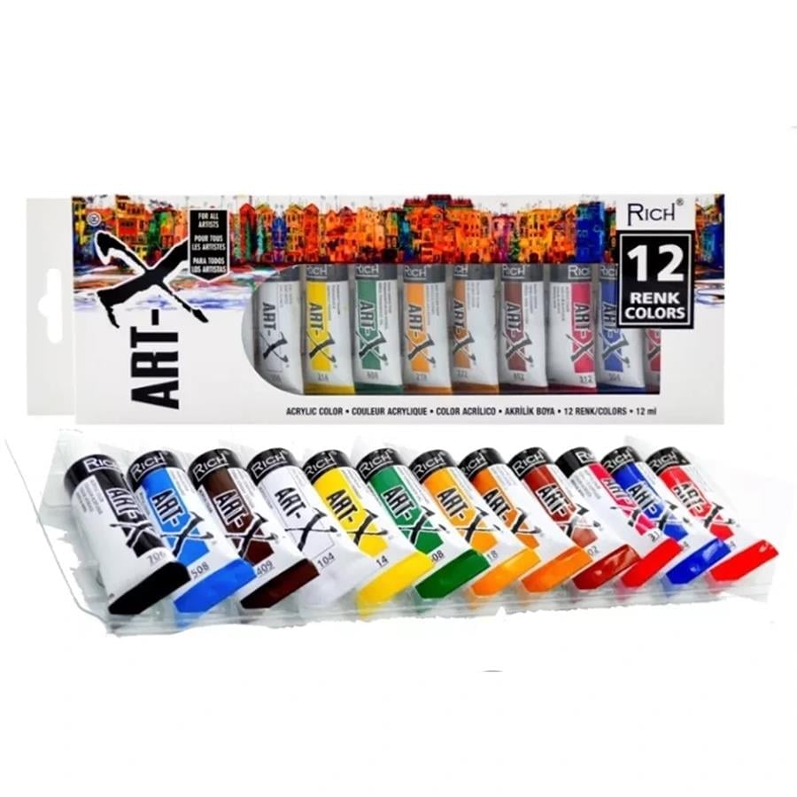 Rich Art X 12x12ml Tüp Akrilik Boya Set / 07521