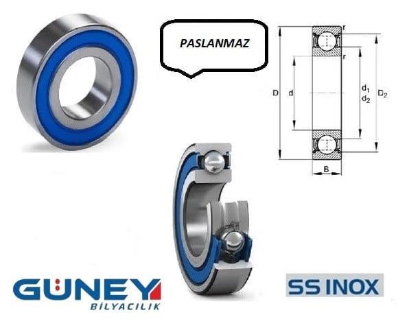 S60082RS 40X68X15  Tek Sıra Sabit Bılyalı Rulman Paslanamaz inox