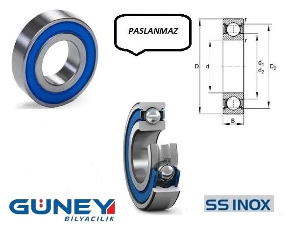 S62002RS  10X30X9  Tek Sıra Sabit Bılyalı Rulman Paslanamaz inox