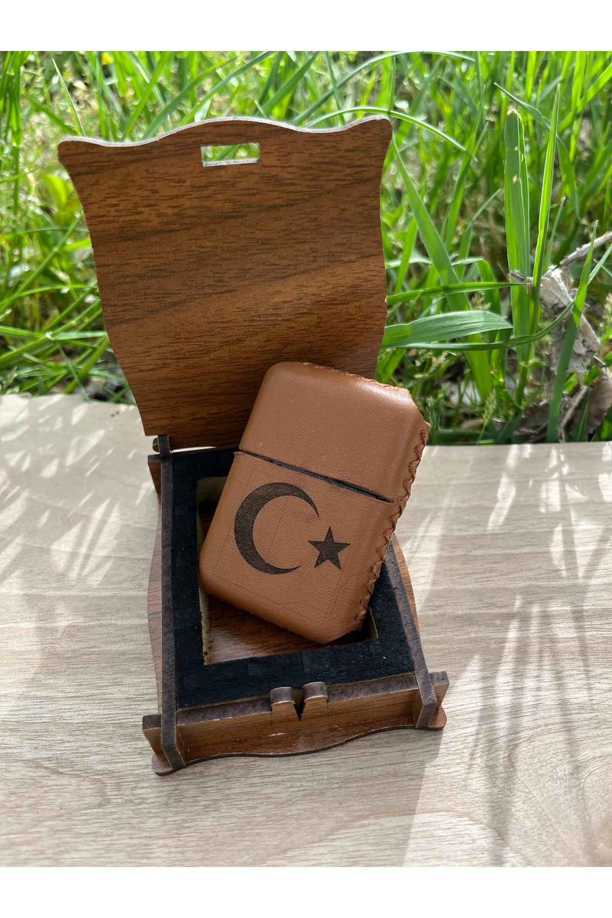Kişiye Özel Ay Yıldız İşkemeli Zippo Çakmak