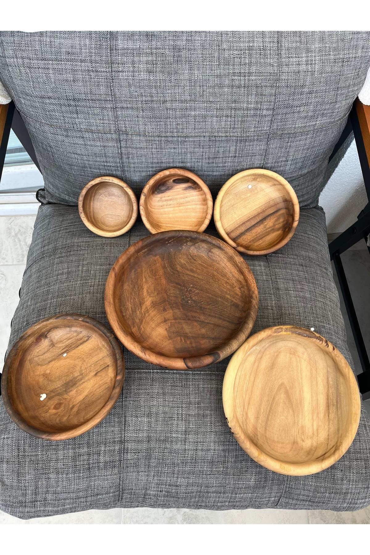 Kök Ceviz Tabak Ve Kuksa Bardak Set