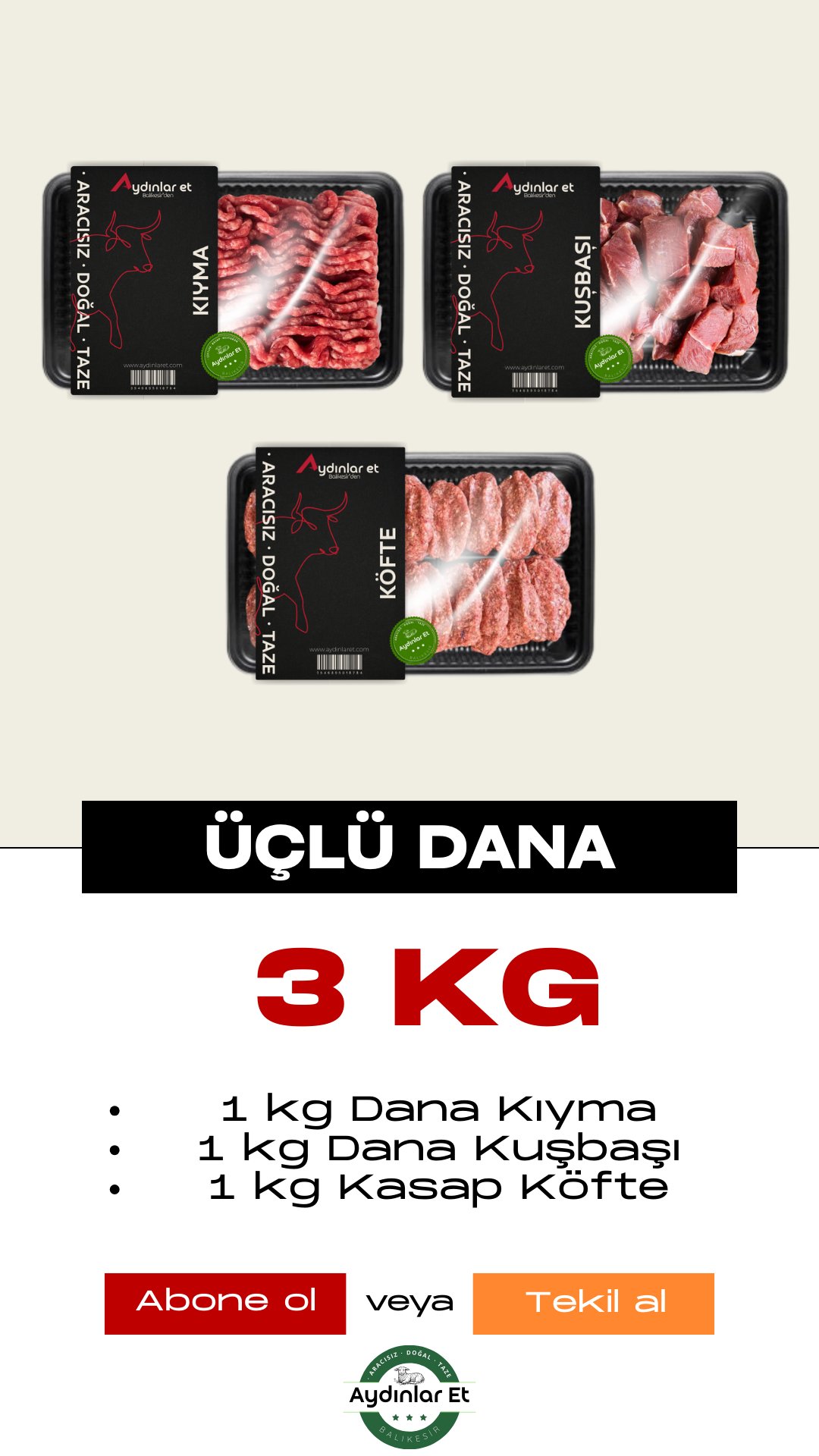 Üçlü Dana - 3 kg