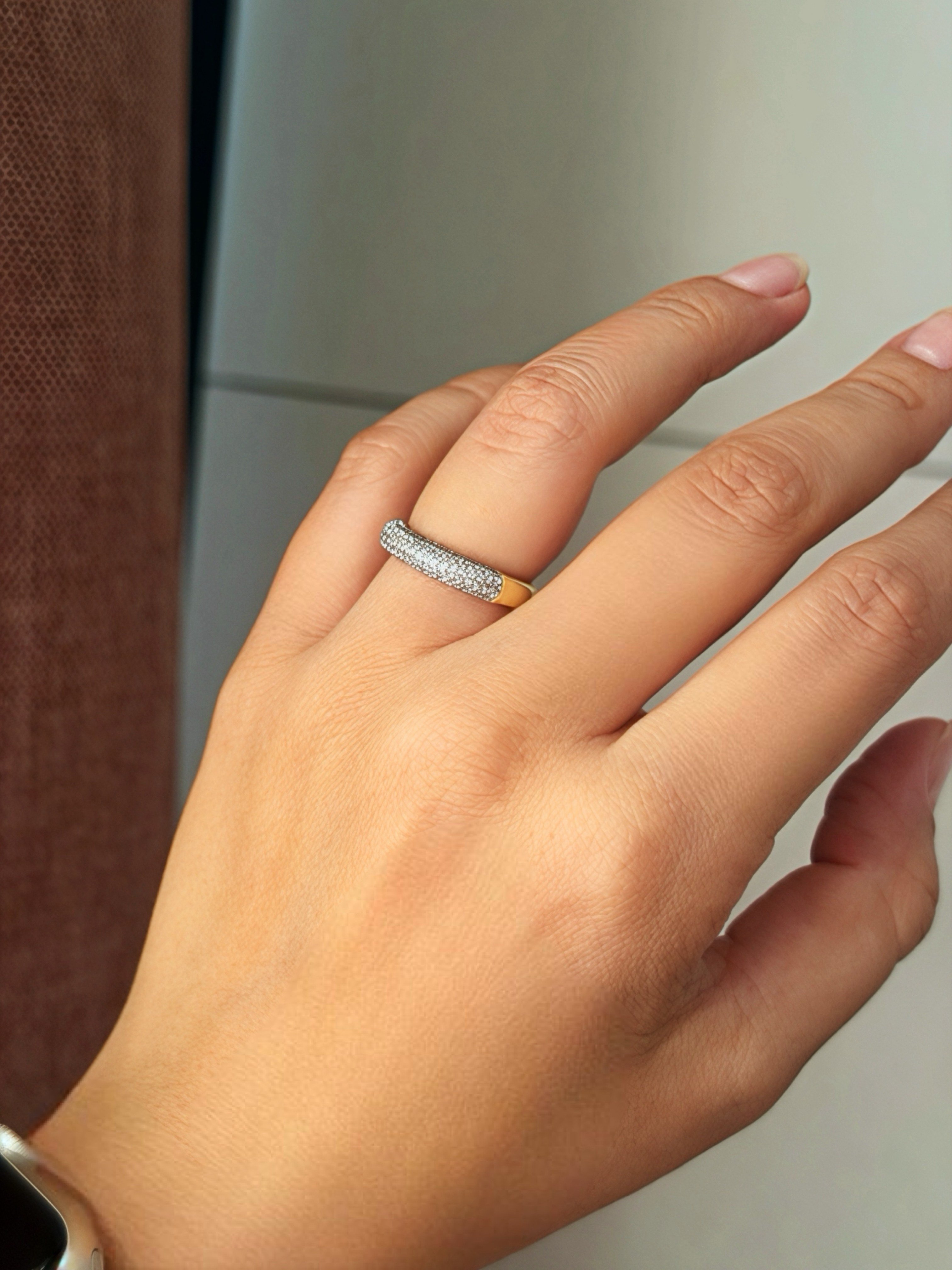 14K gold altın kaplama,gümüş takılarla kombinlemeye uygun full taşlı tasarım yüzük