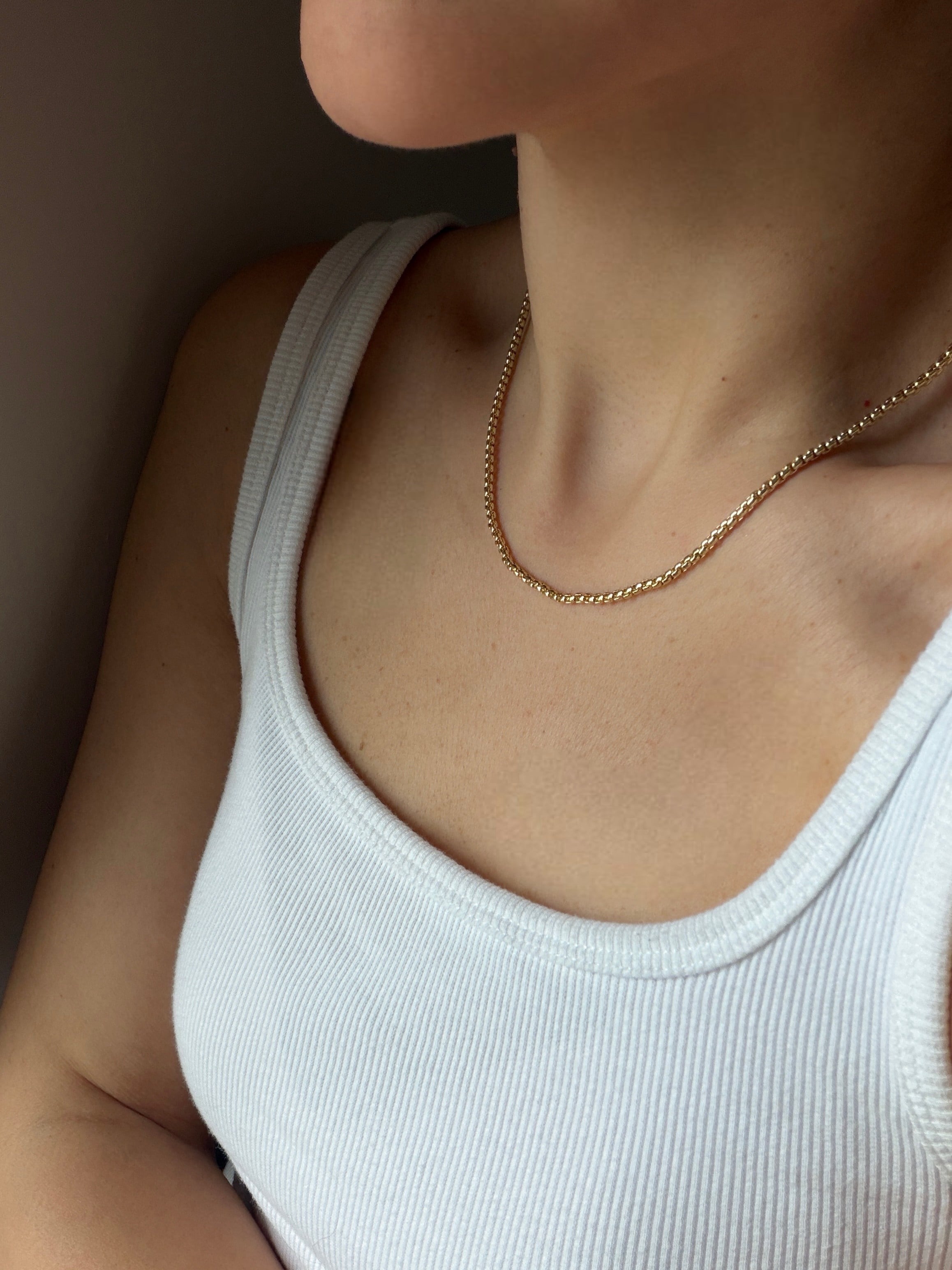 14K gold renk altın kaplama çelik kalın kombin zinciri kolye