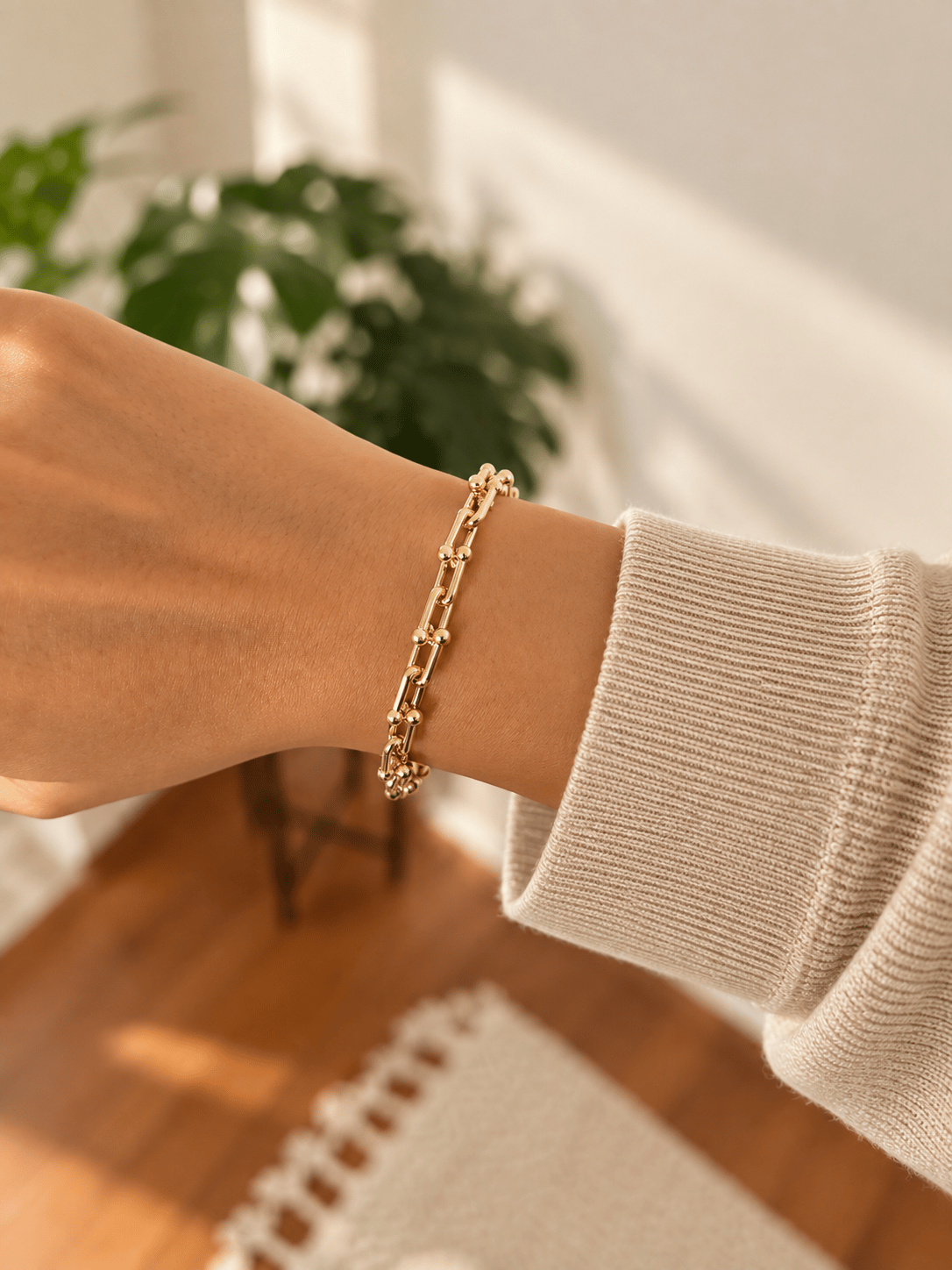 14K gold renk altın kaplama çelik tiffny model ne kalın ne ince çok şık parlak bileklik