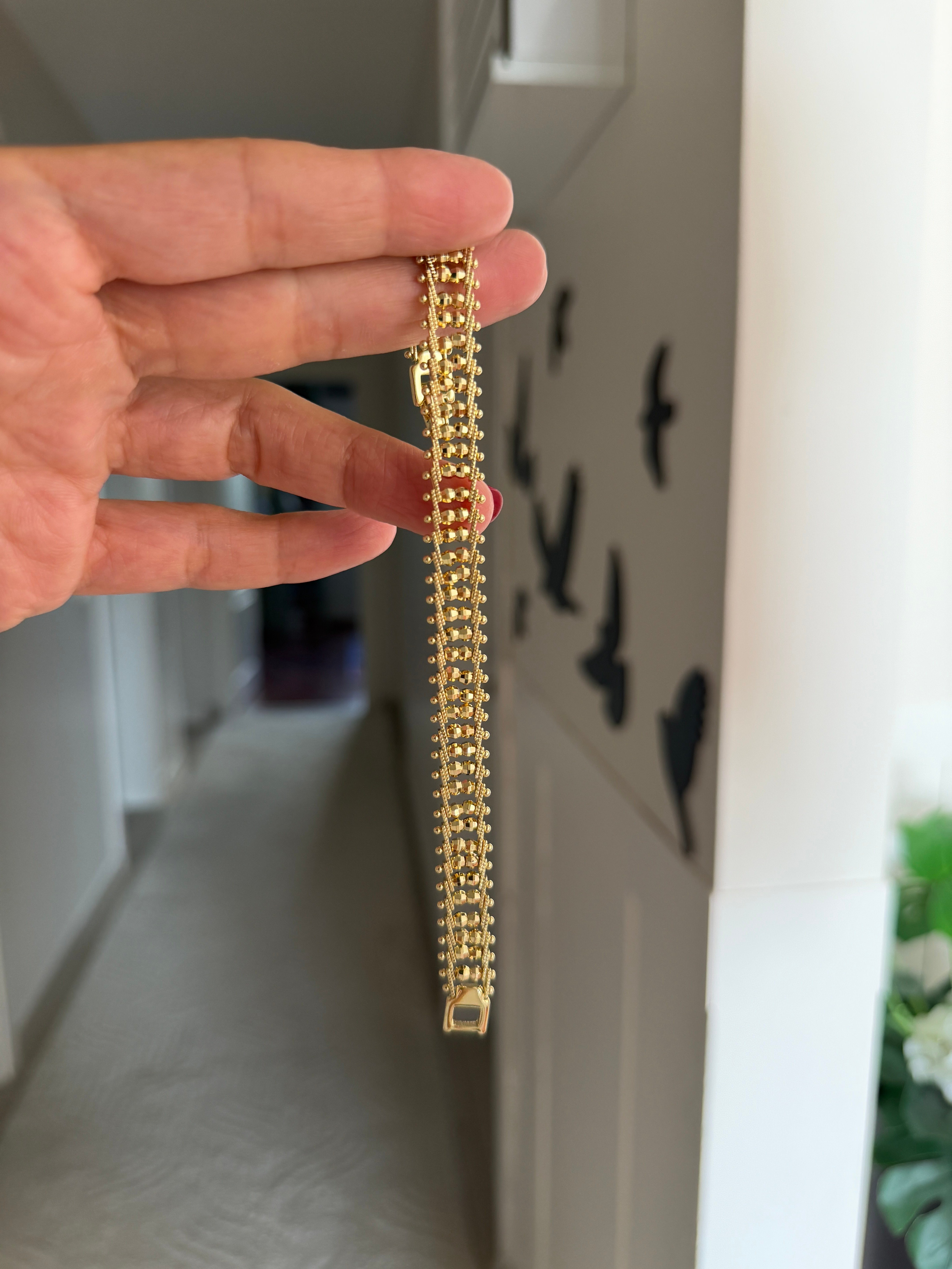 14K gold renk altın kaplama çift sıra dorika şeklinde harika tasarım bileklik