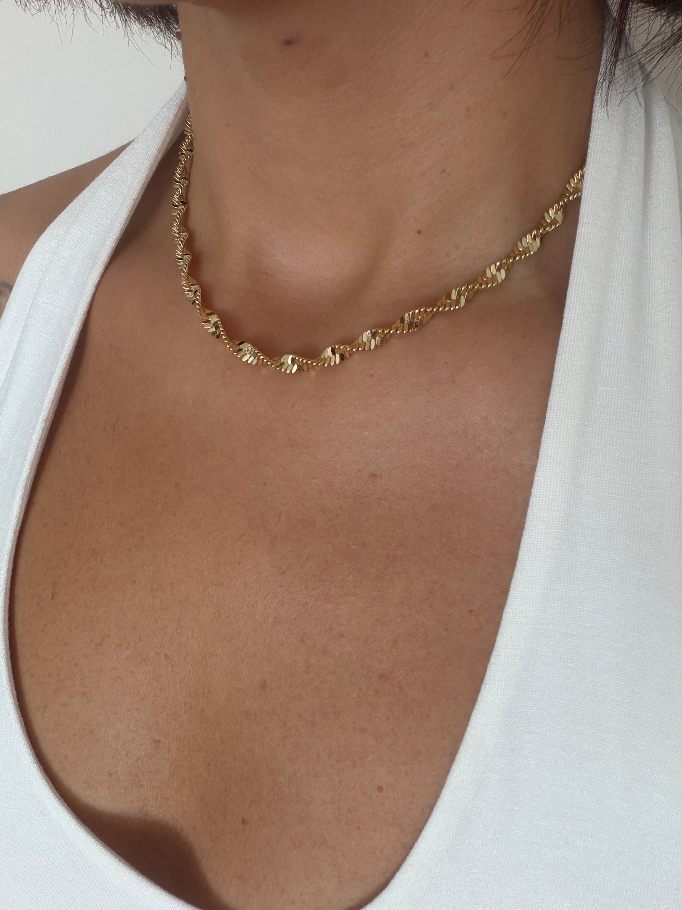 14K gold renk altın kaplama geniş büyük singapur zincir