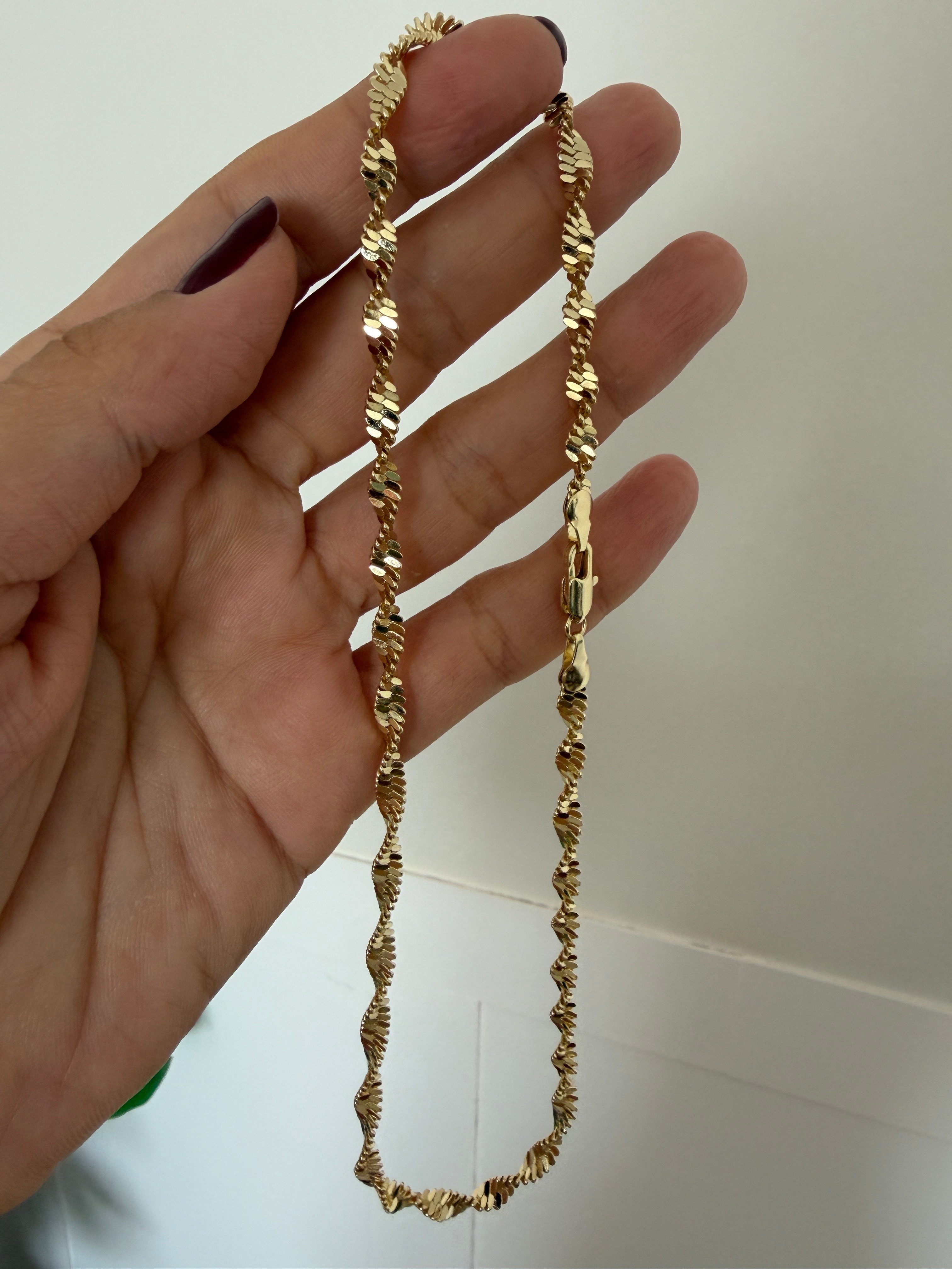 14K gold renk altın kaplama geniş büyük singapur zincir