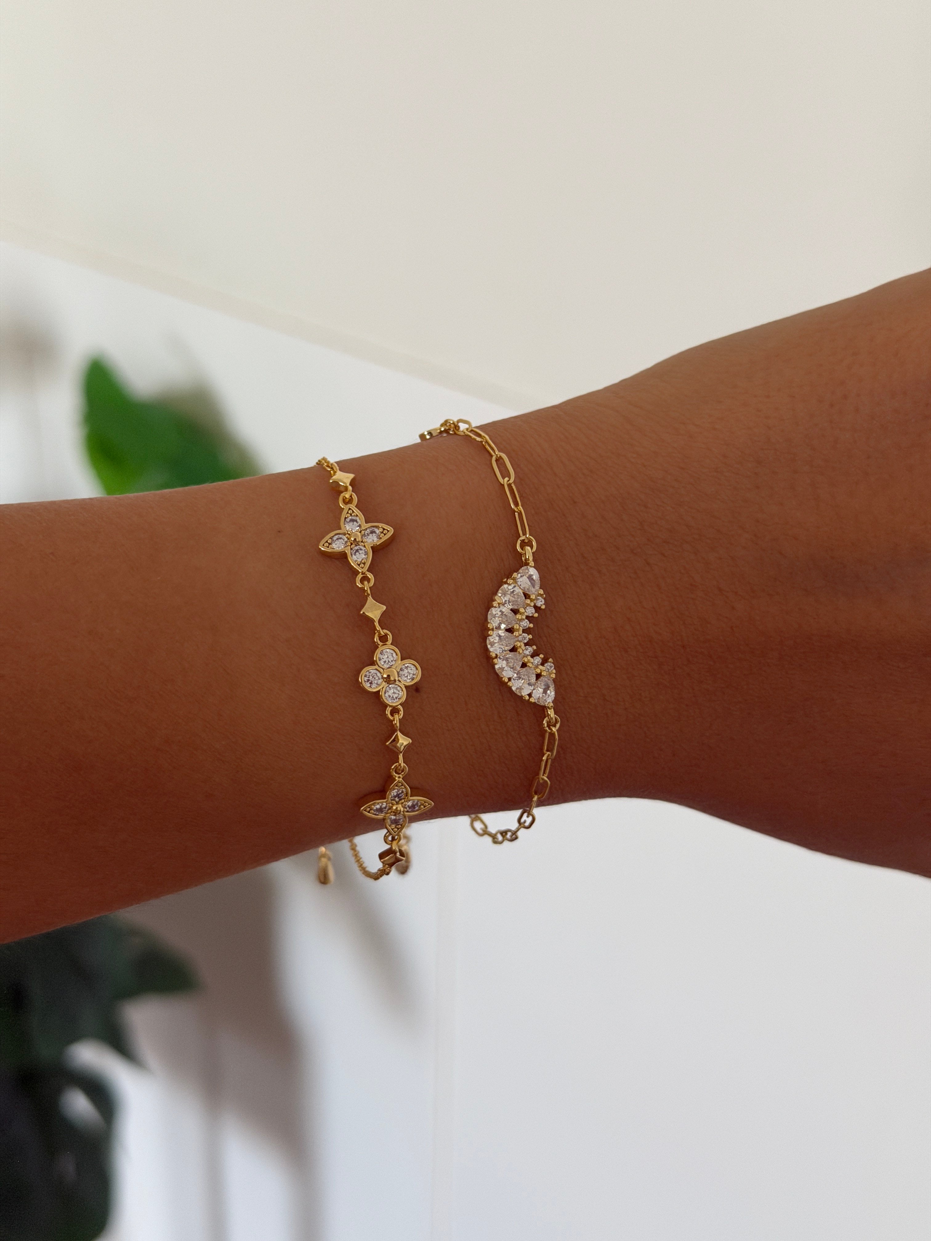 14K gold renk altın kaplama harika 2'li kombin bileklik