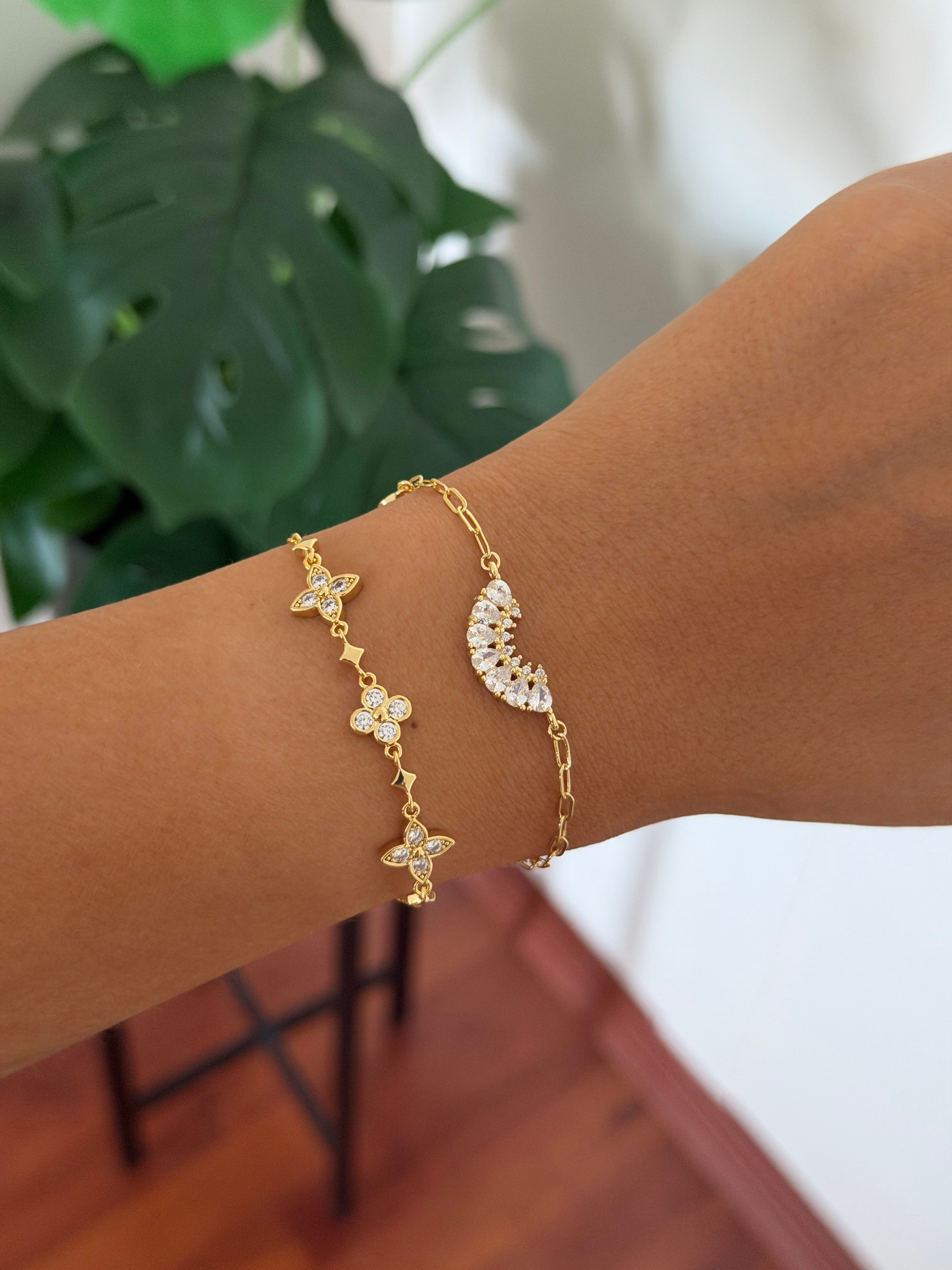 14K gold renk altın kaplama harika 2'li kombin bileklik