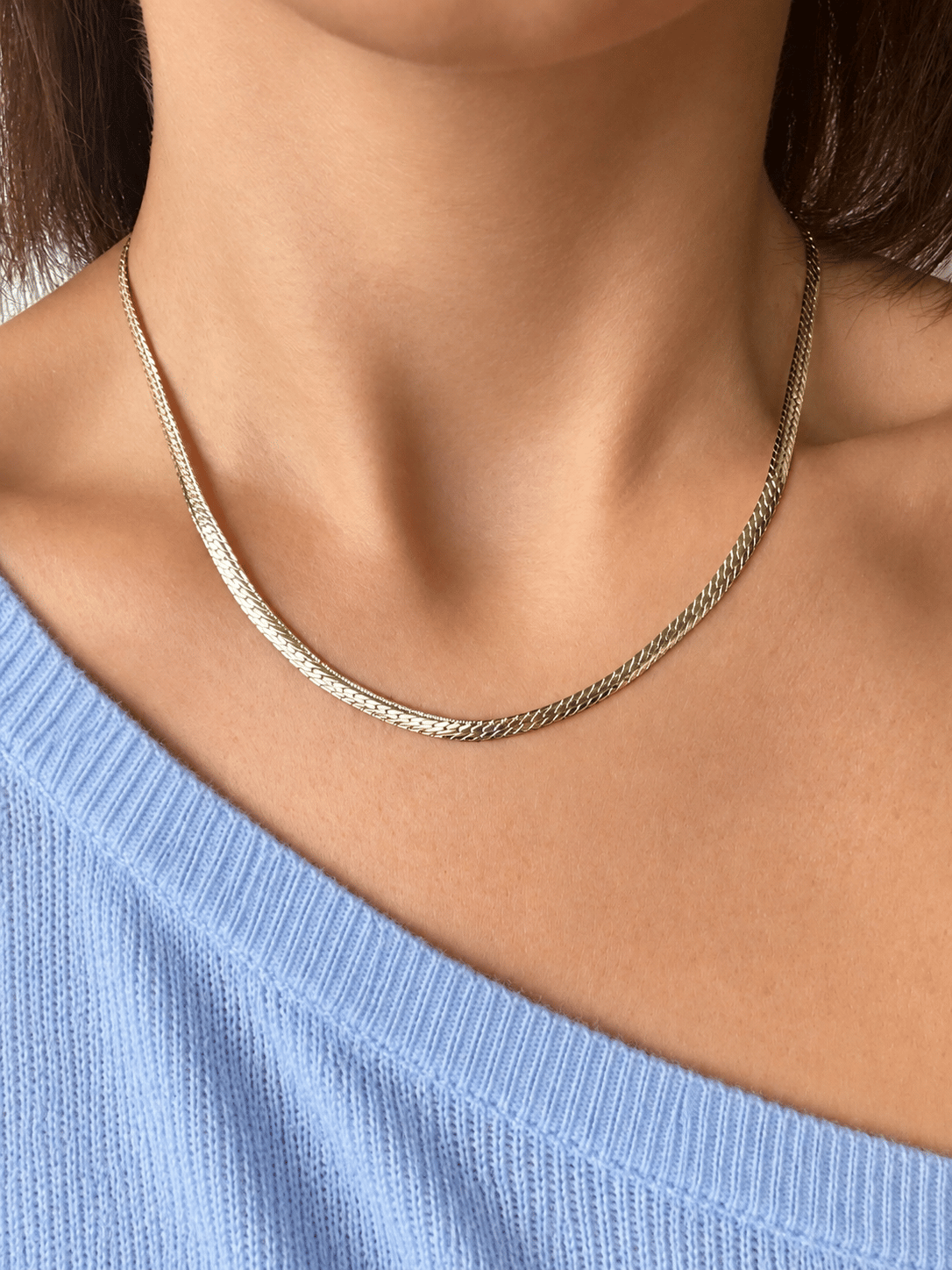 14K gold renk altın kaplama hasır model zincir kolye