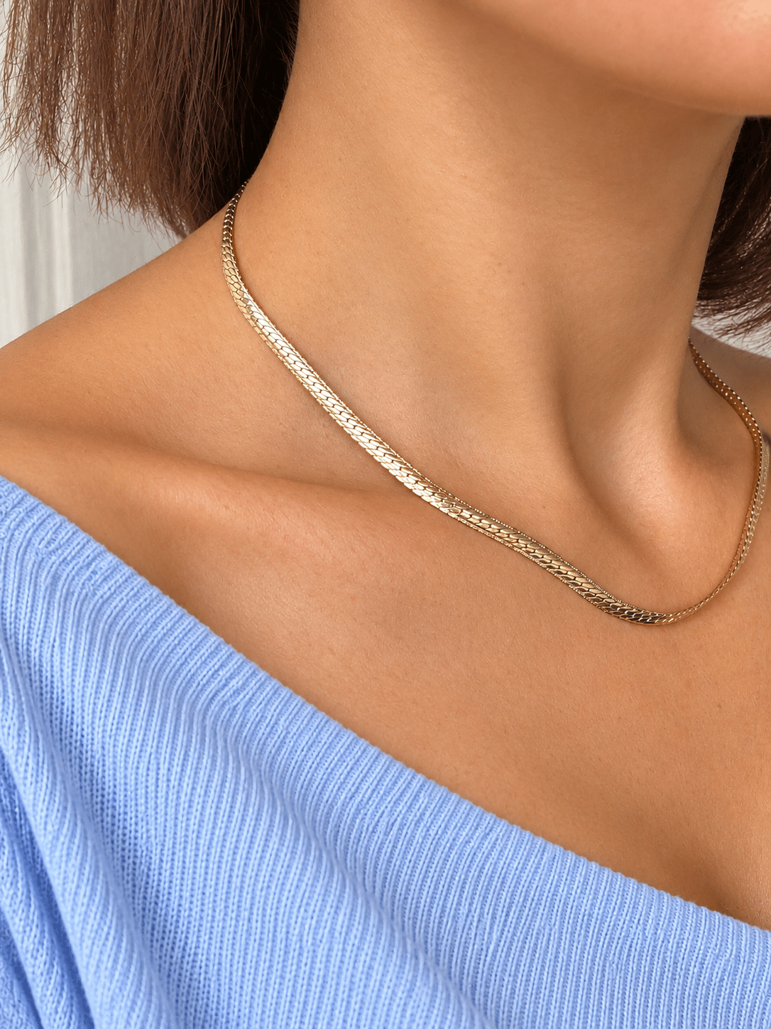 14K gold renk altın kaplama hasır model zincir kolye