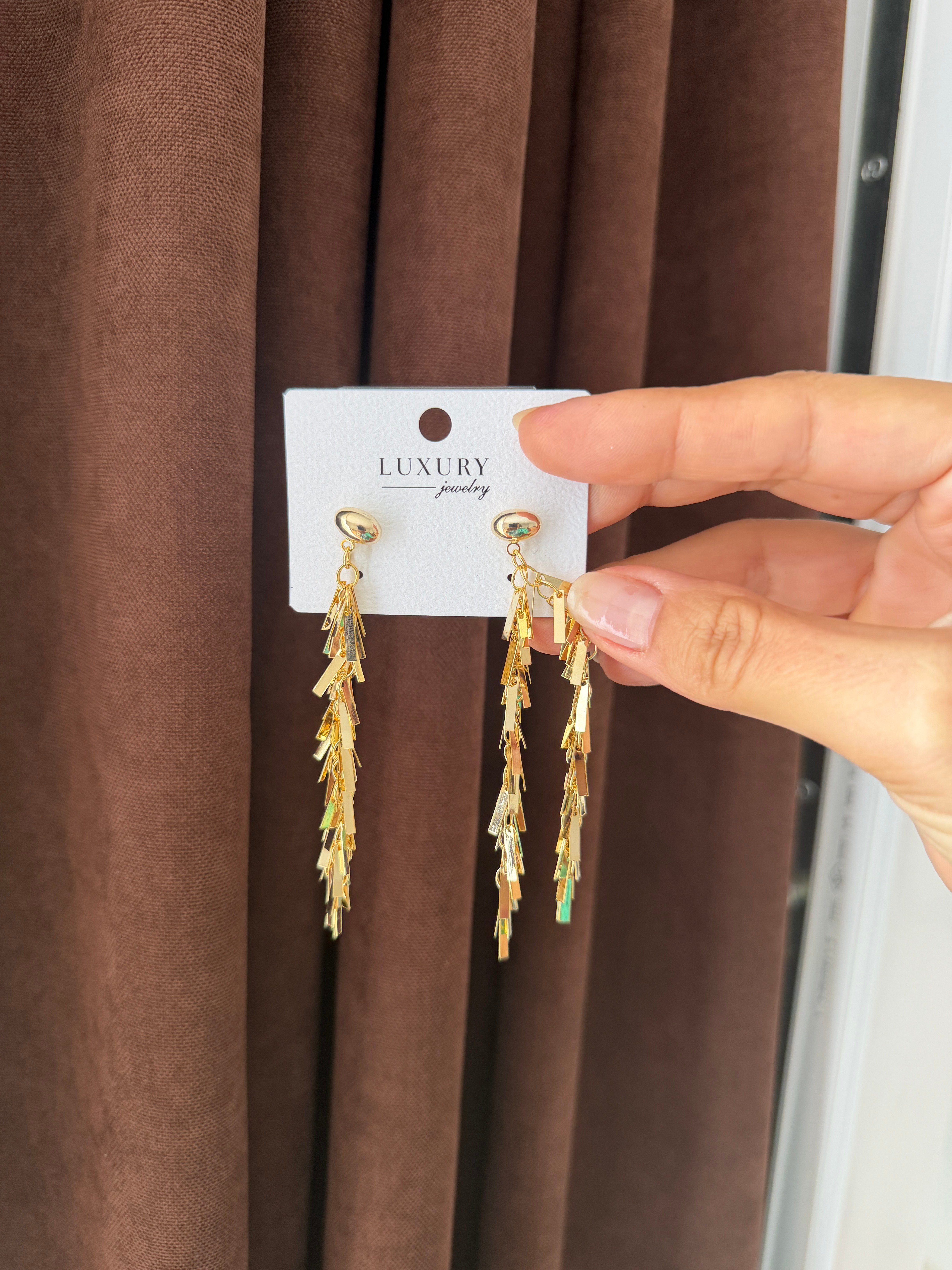 14K gold renk altın kaplama, sallantılı model harika bir tasarım küpe