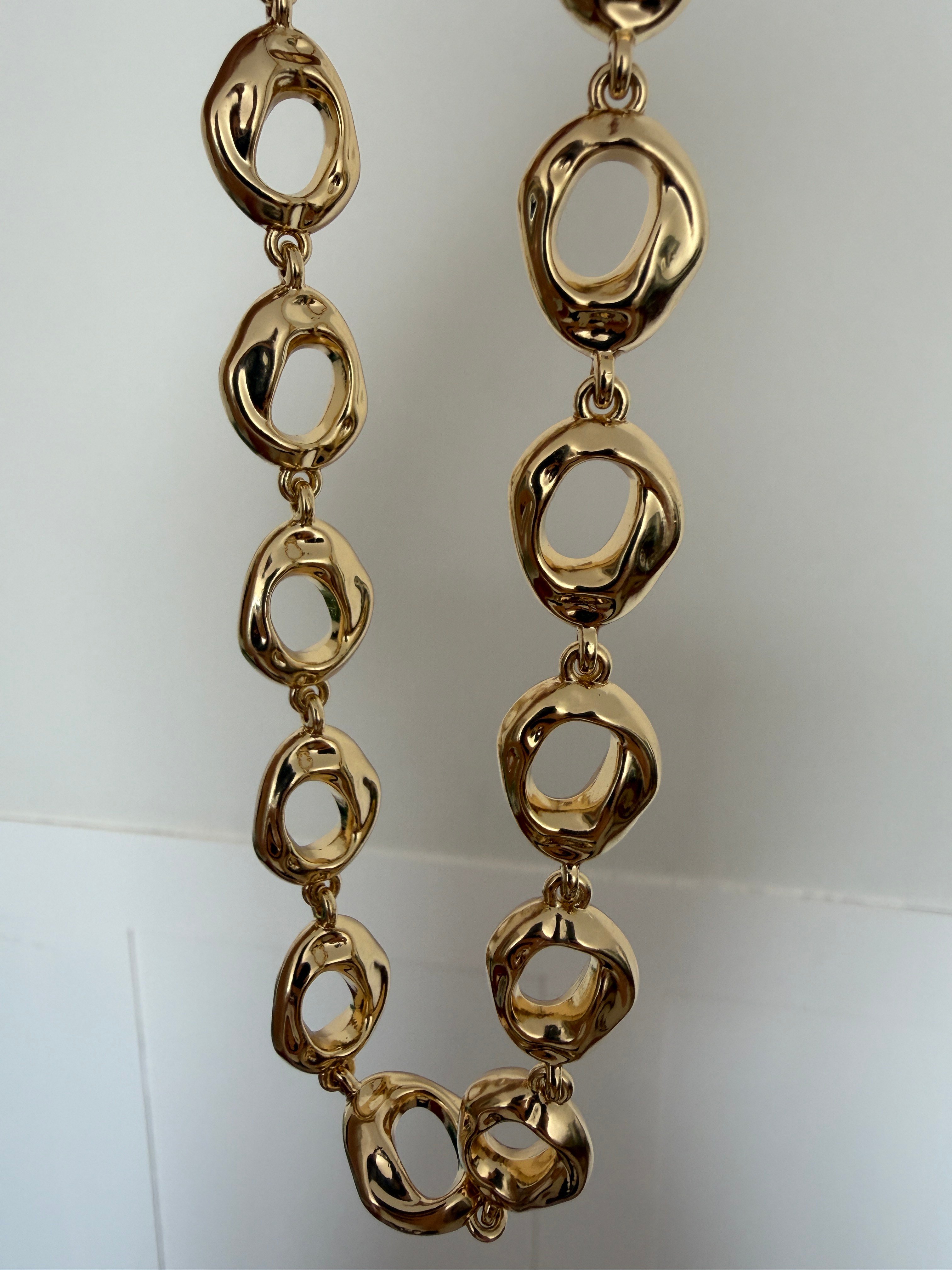 14K gold renk altın kaplama tam bir tasarım harikası tek başına takılası kolye