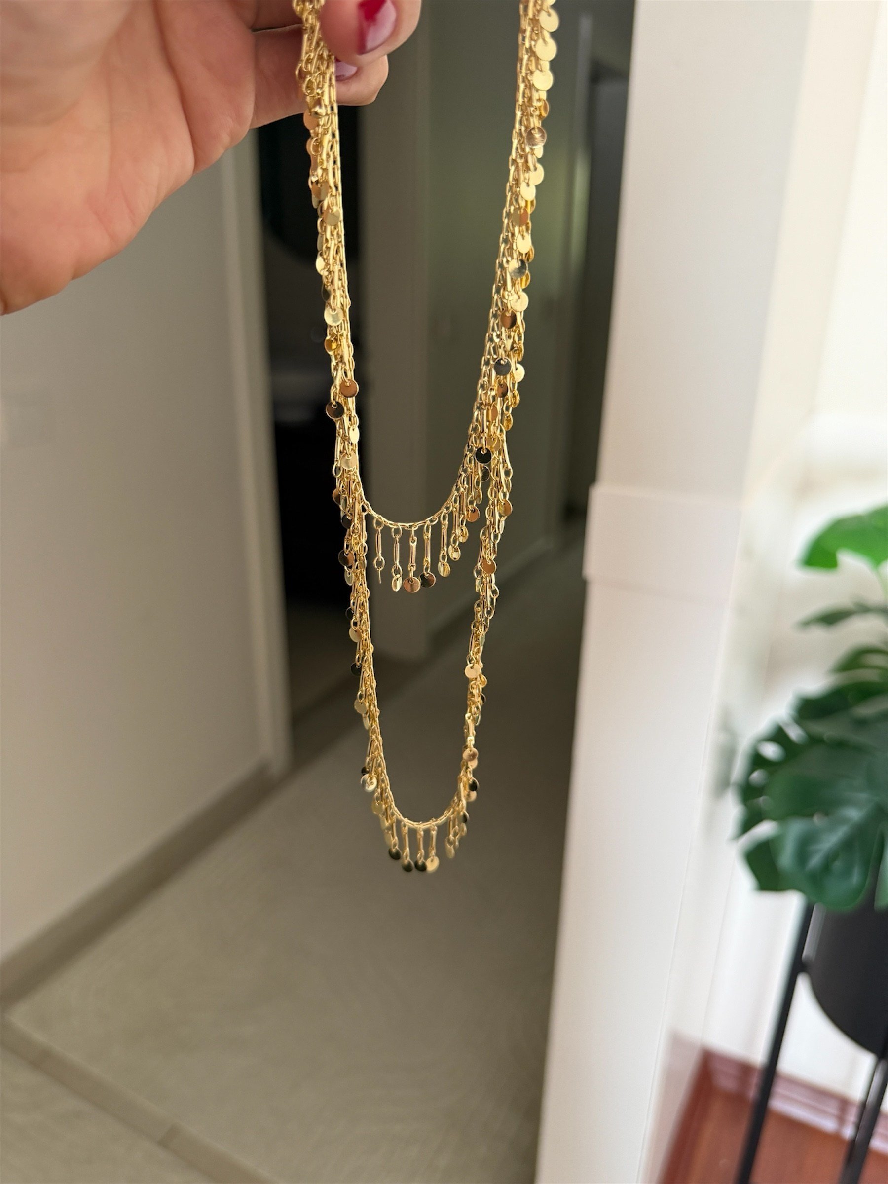 14K gold renk altın kaplama tasarım sallantılı ister uzun,ister çift sarmalı mükemmel kolye