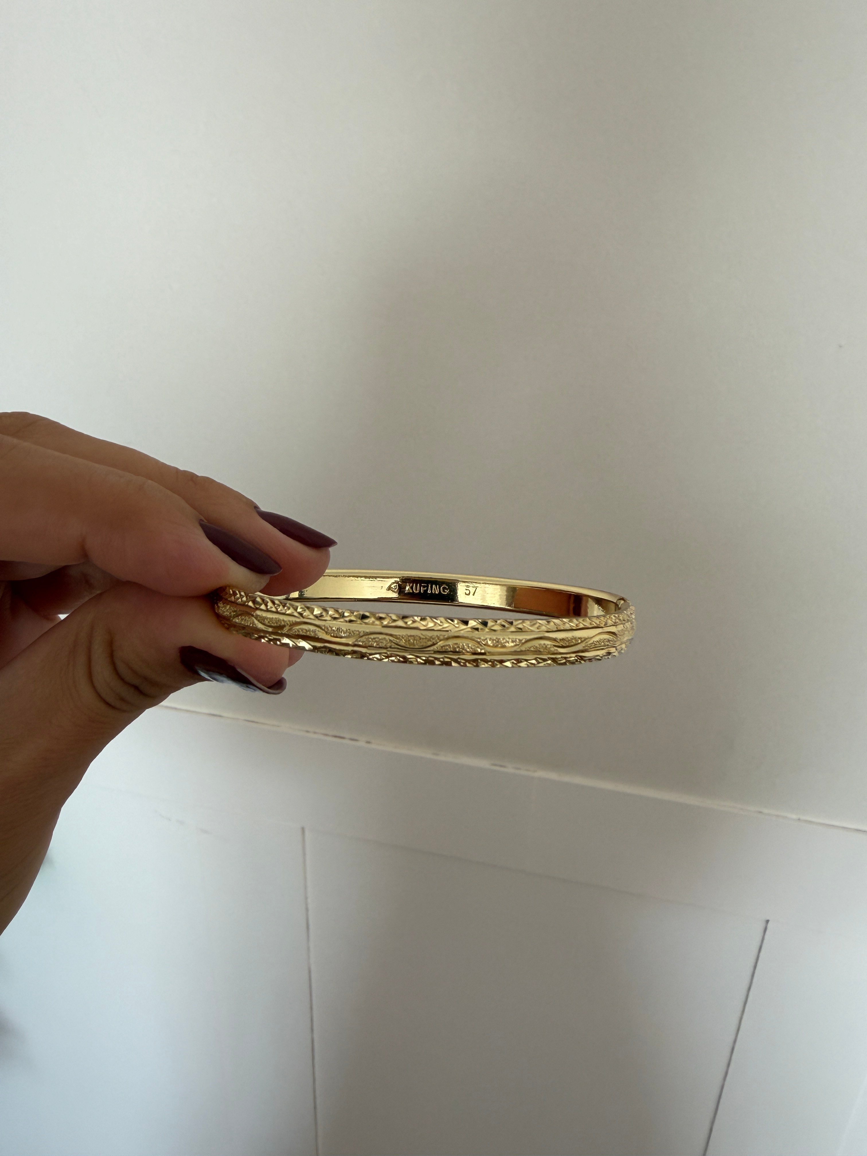 14K gold renk altın kaplama Xpng marka nostalji desen kelepçe bileklik