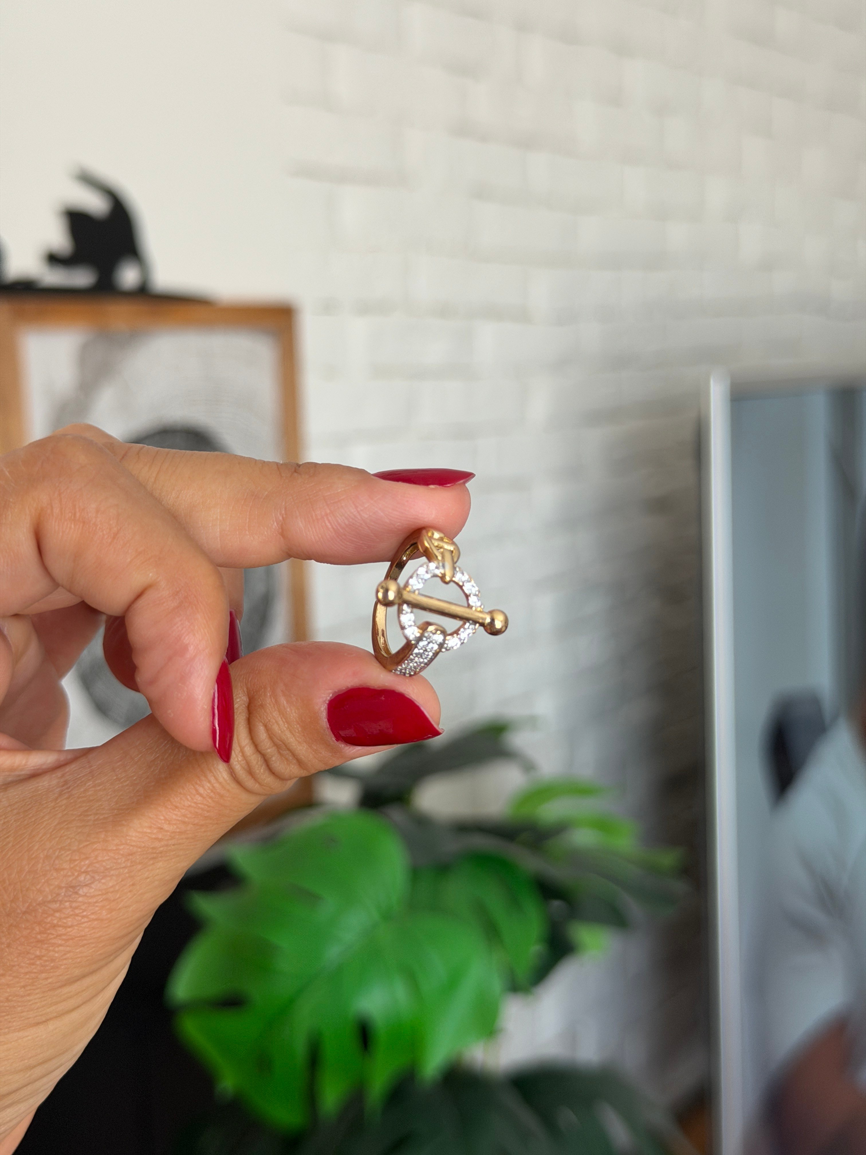 14K gold renk altın kaplama zirkon taşlı tasarım yüzük