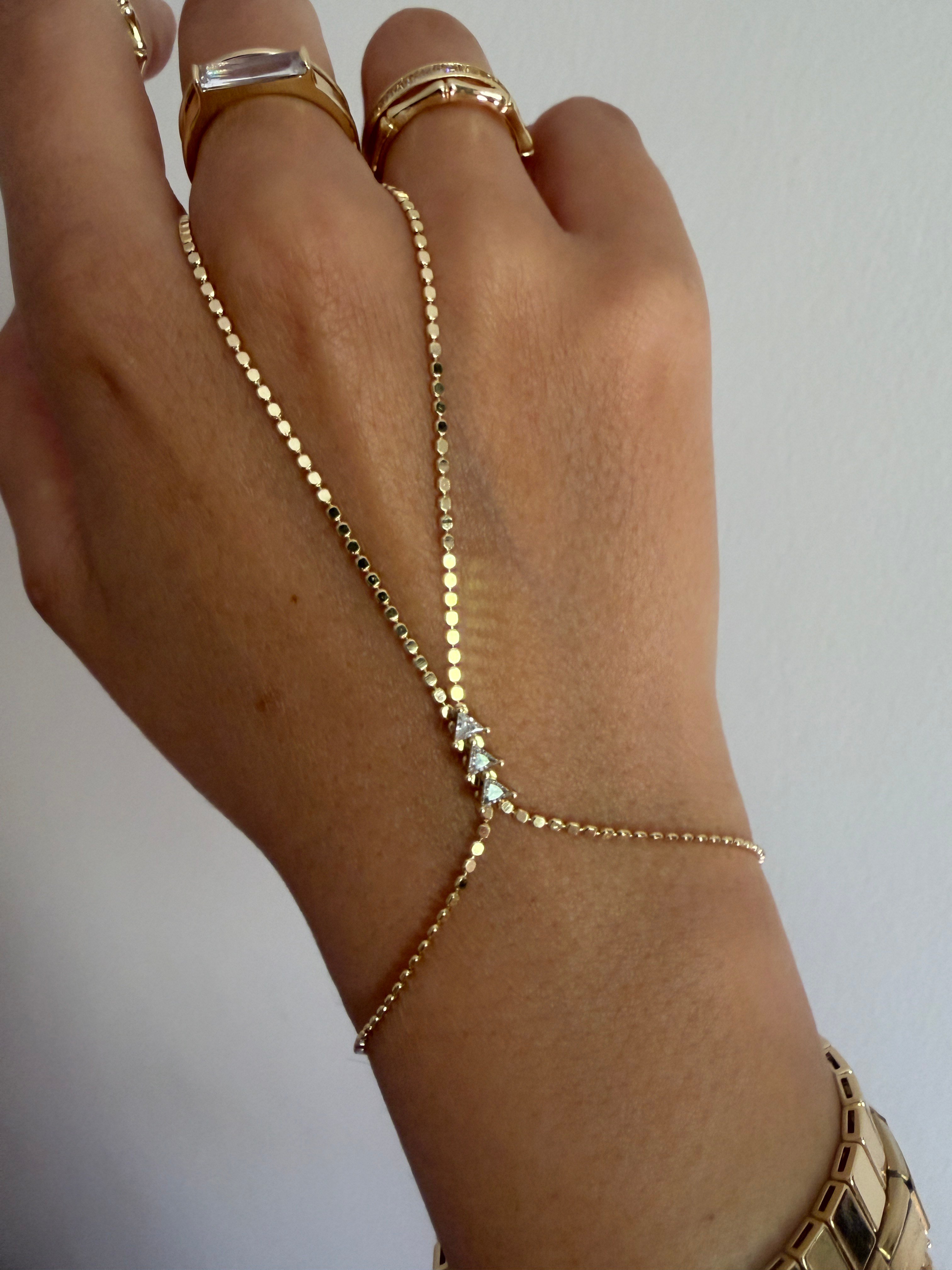 14K gold renk altın kaplama,3 taşlı ezme zincirli harika şık şahmeran
