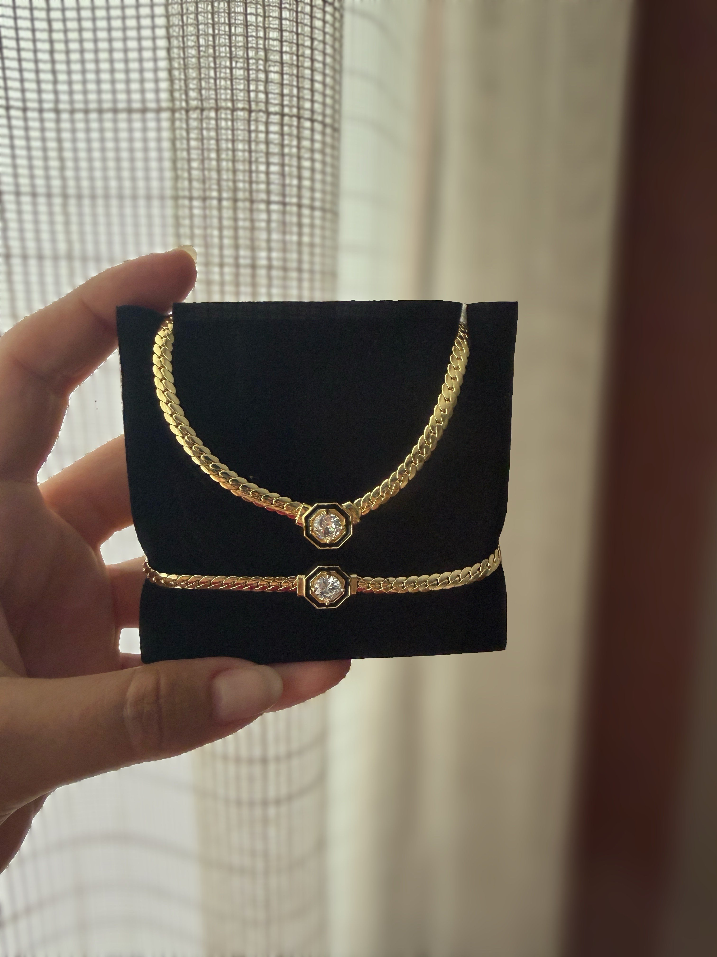 14K gold renk altın kaplama,çok sevilen ve şık bileklik ve kolye seti