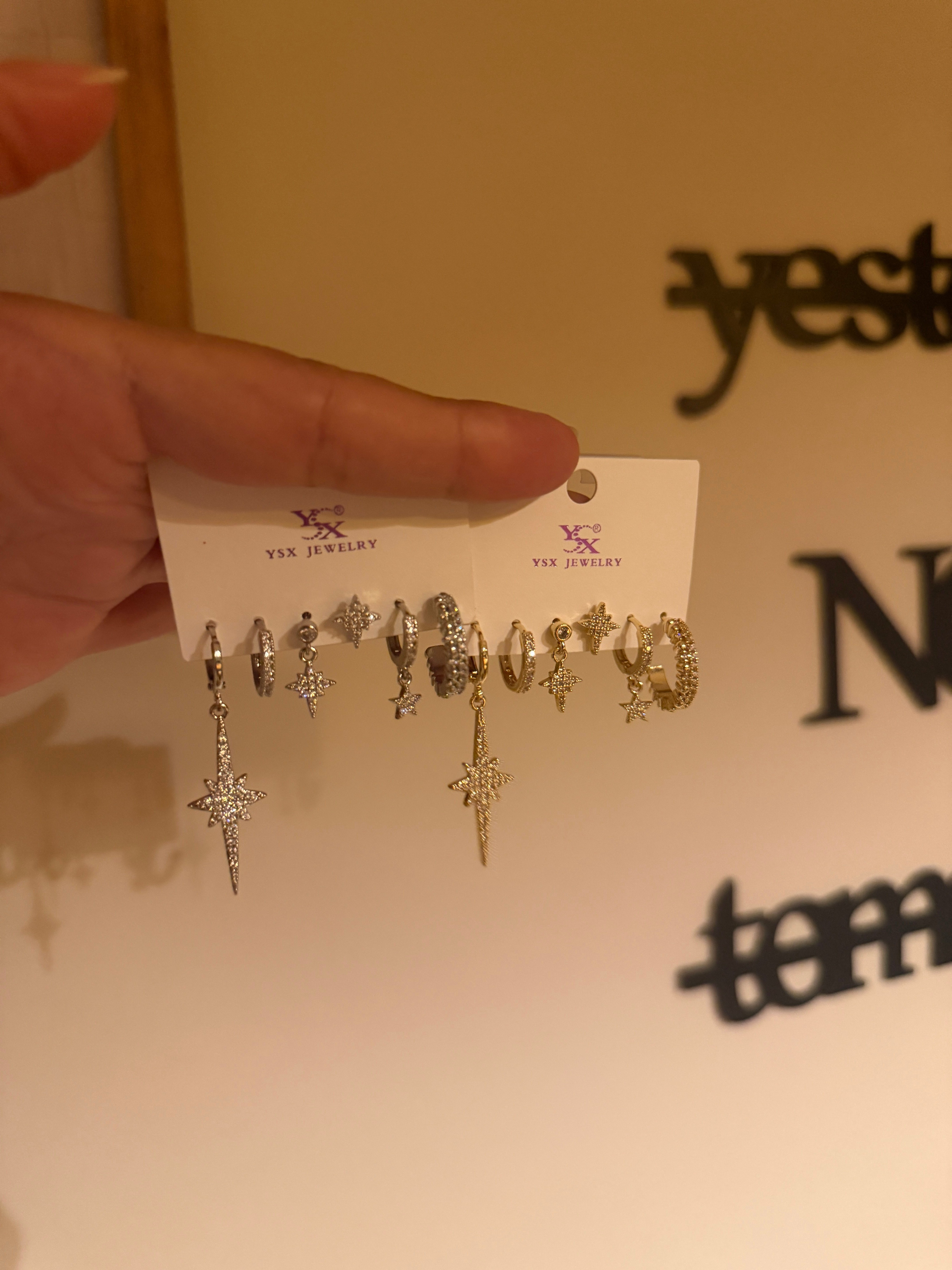 14K gold renk altın kaplama,günlük hazır kombin 6'lı tasarım küpe