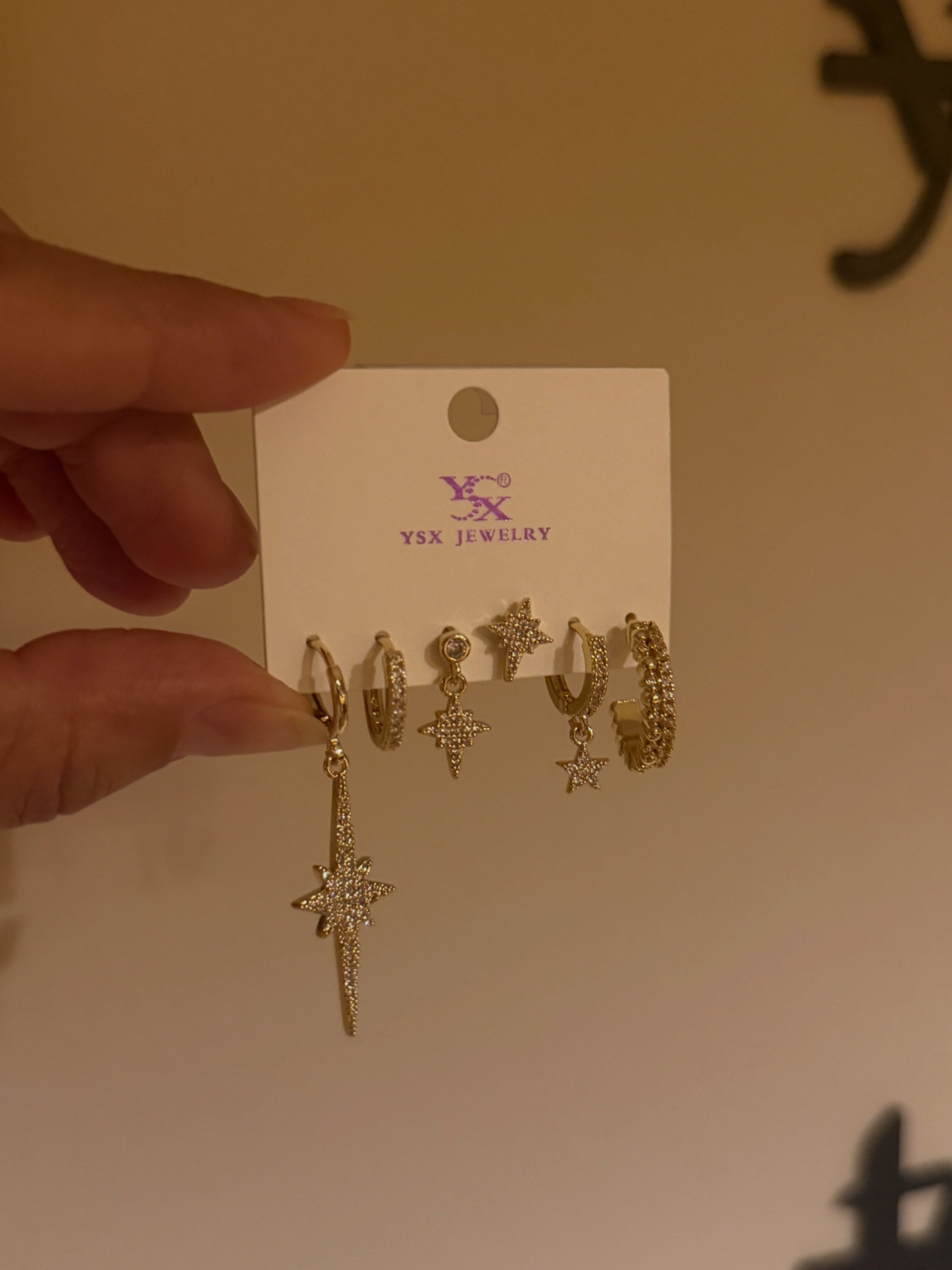 14K gold renk altın kaplama,günlük hazır kombin 6'lı tasarım küpe