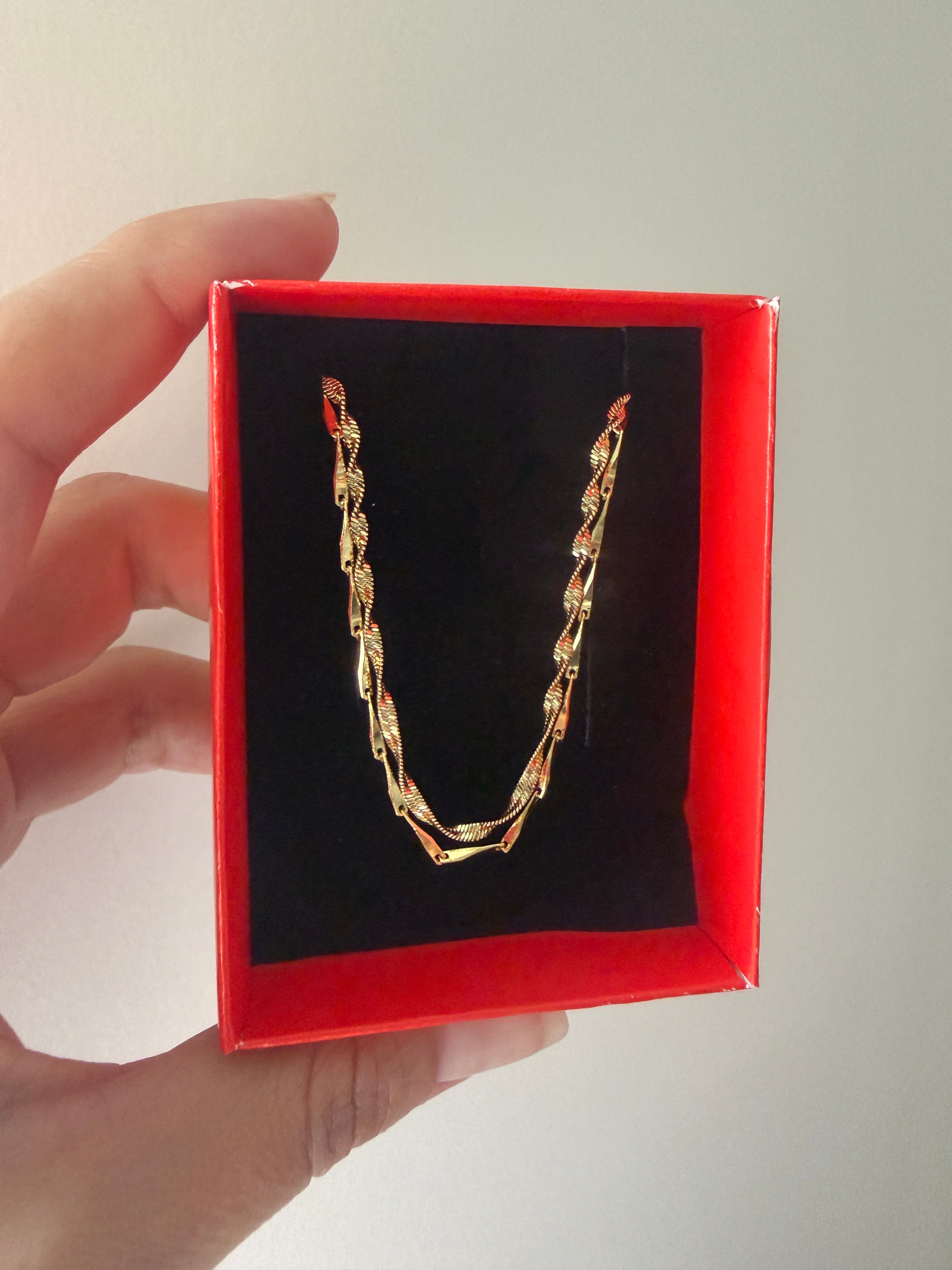 14K gold renk altın kaplama,ince zincir kombin 2'li kolye