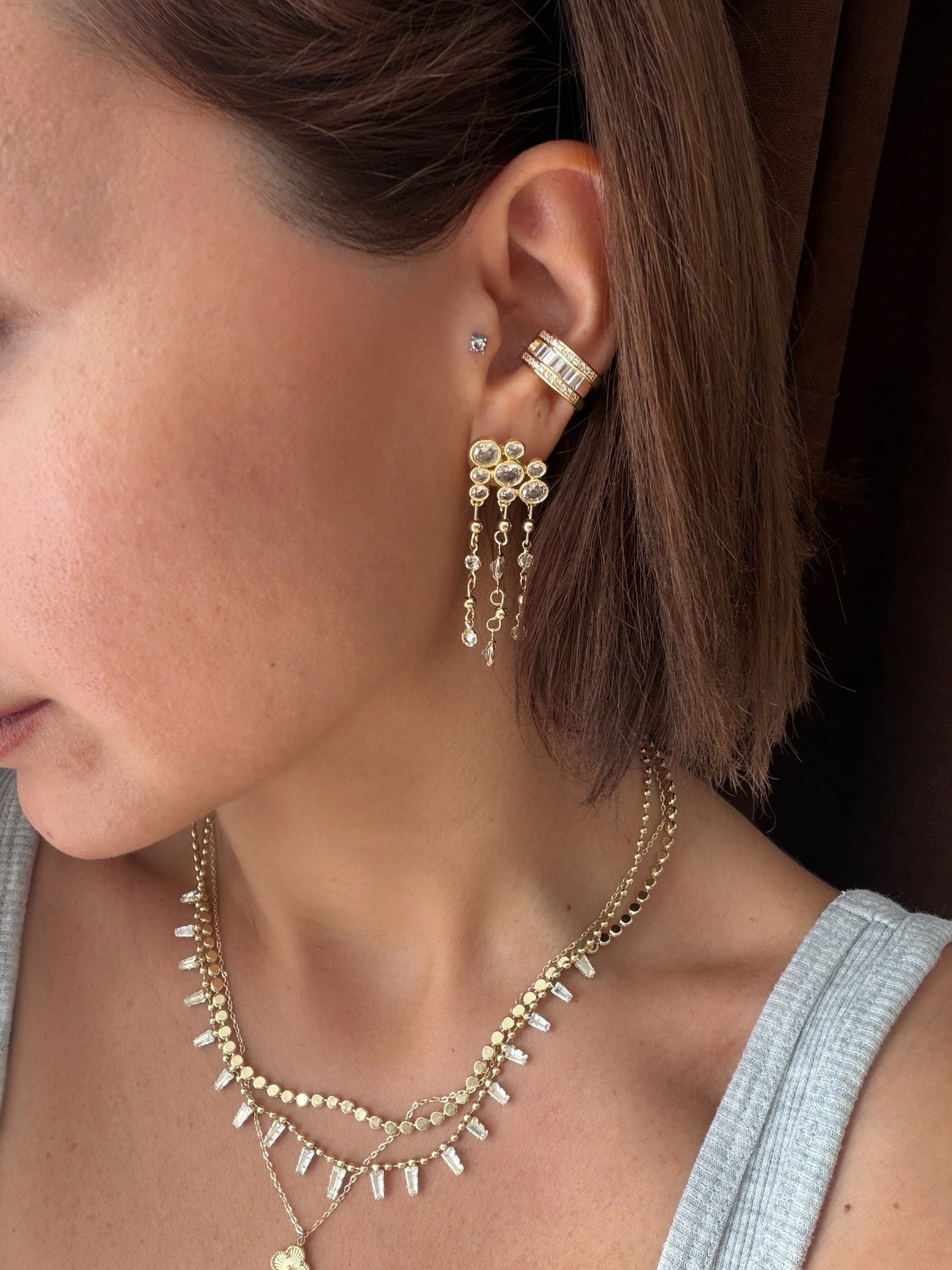 14K gold renk altın kaplama,sallantılı damla model küpe