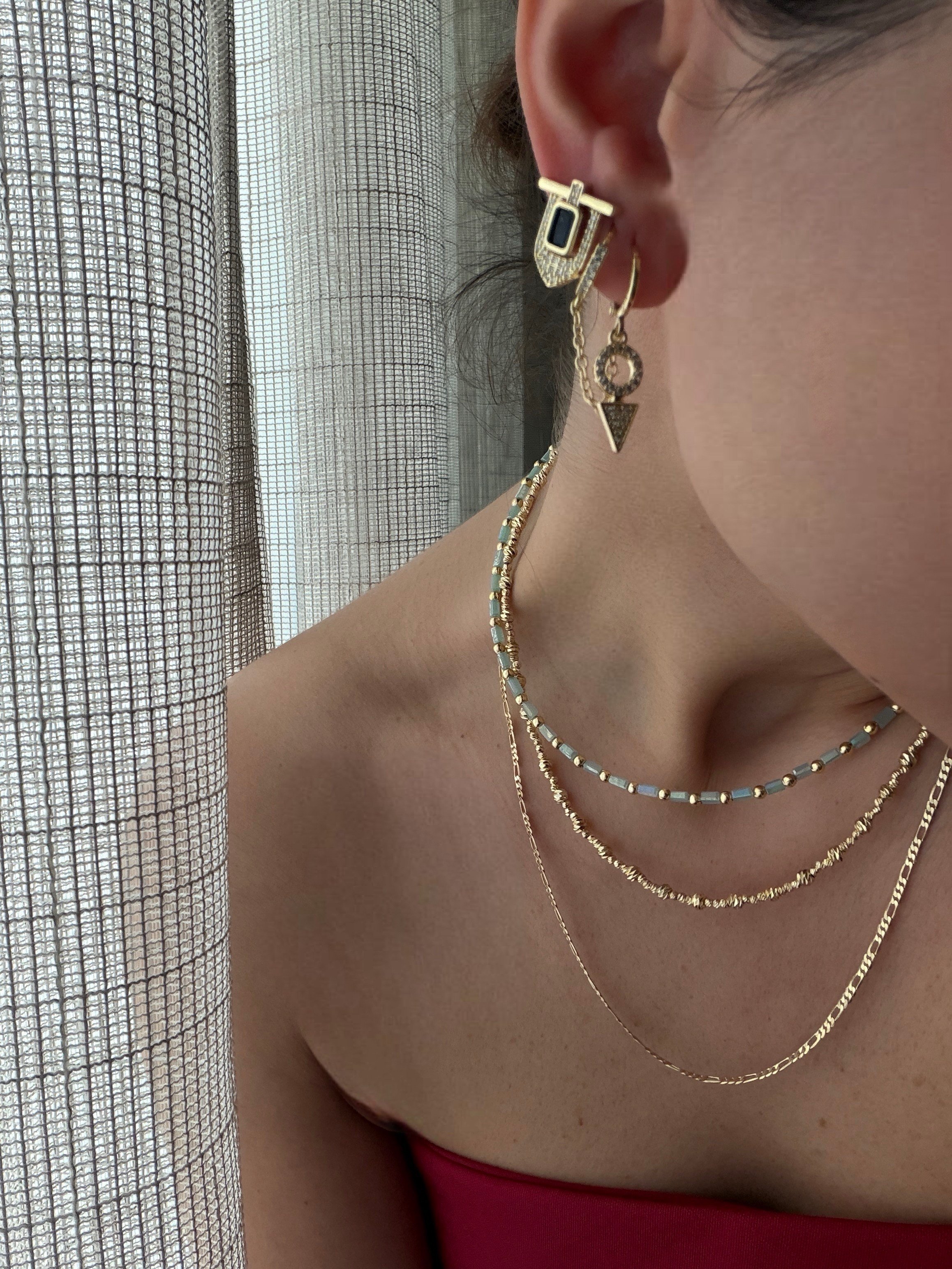 14K gold renk altın kaplama,ys.x,tasarım 3'lü kombin küpe