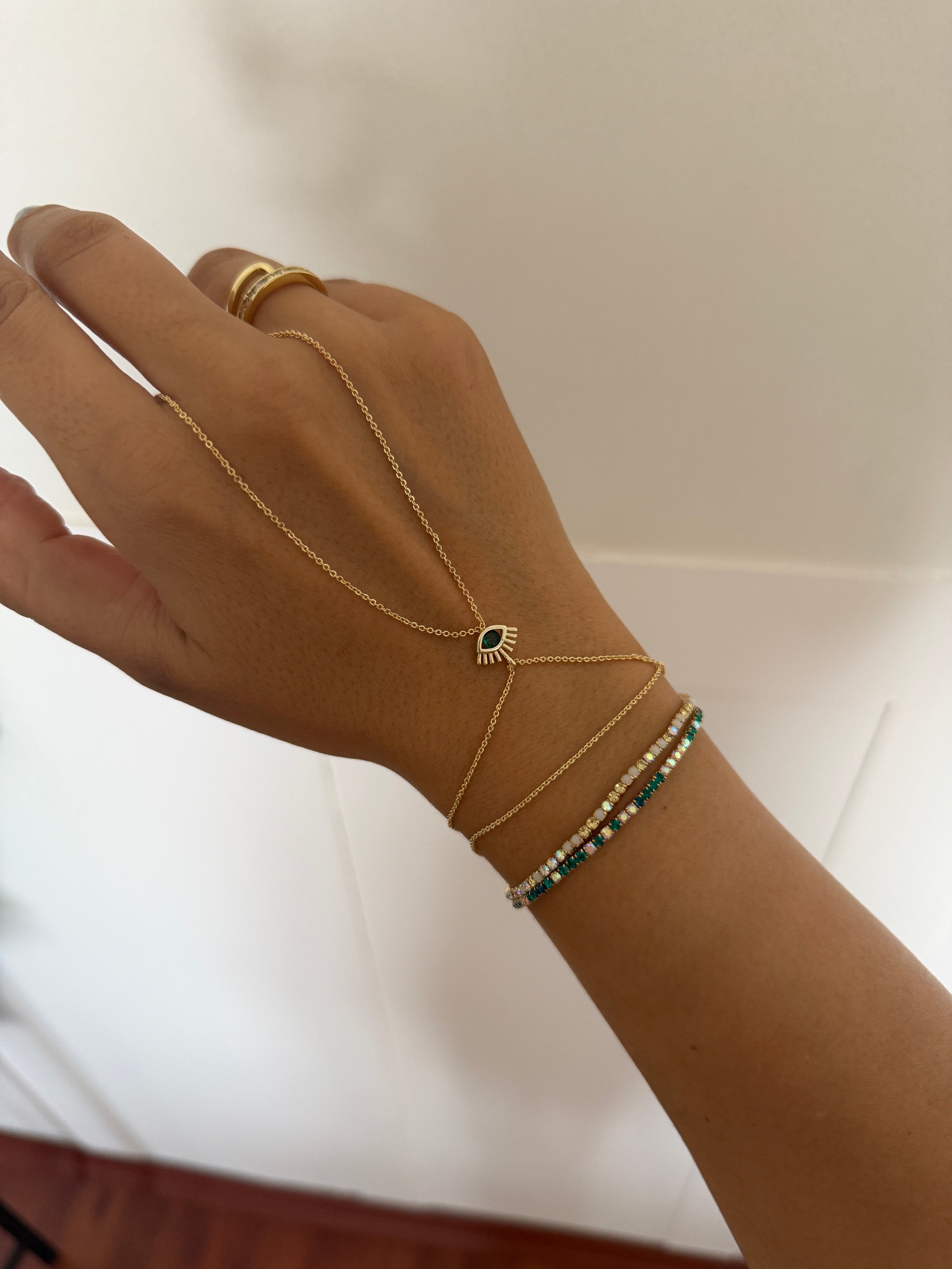 14K gold renk altın kaplama,zümrüt yeşili taş göz detaylı şık şahmeran