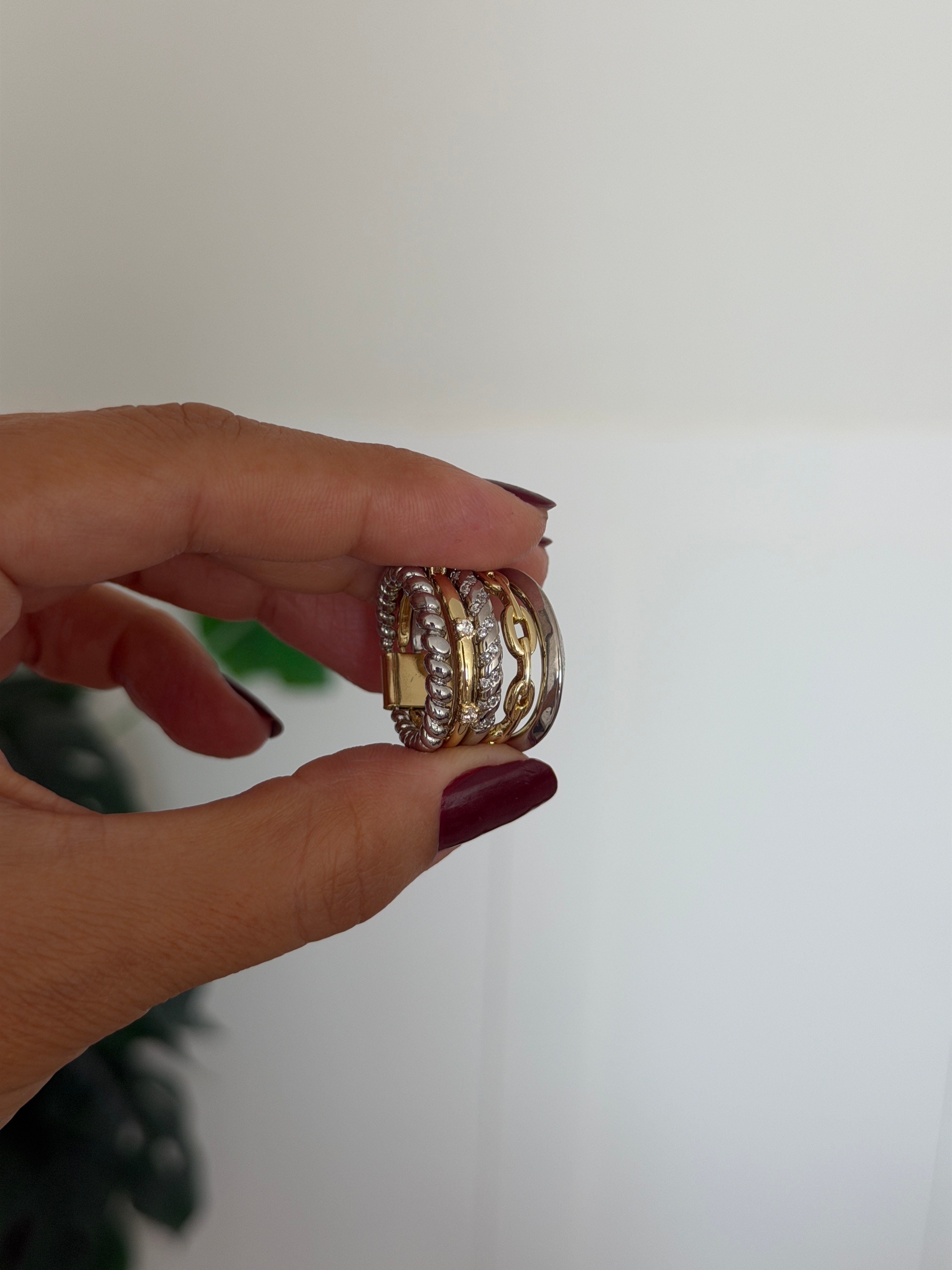 14K gold renk ve silver renk standart 8 numara,çoklu harika bir yüzük