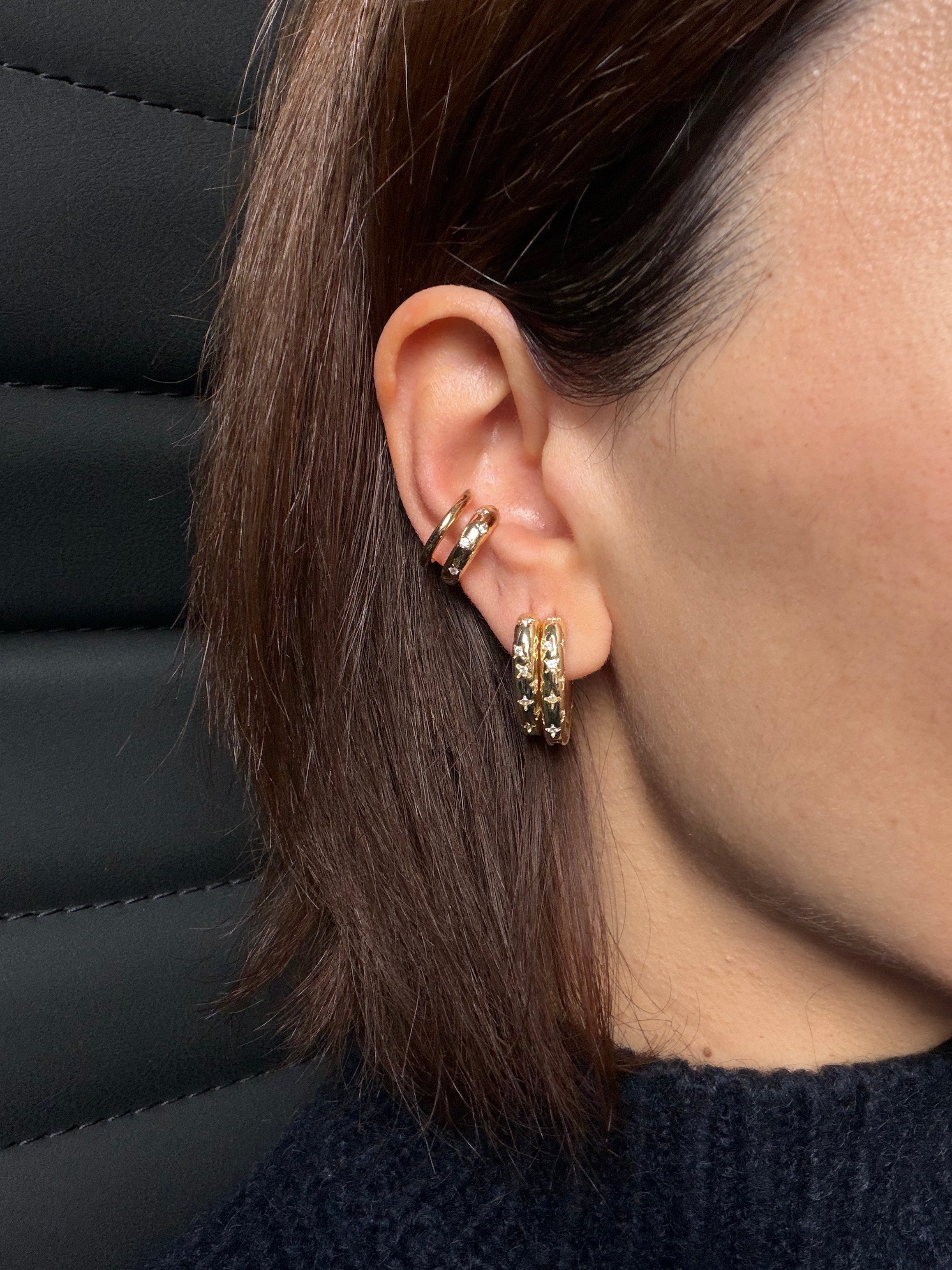 14K gold renk,altın kaplama 2'li görüntü zarif earcuff