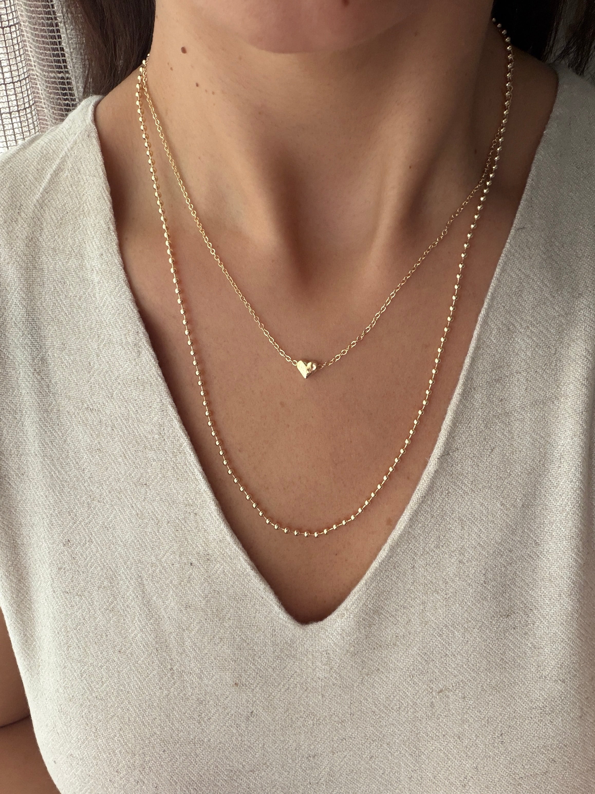 14K gold renk,en minimal naif 2'li kolye