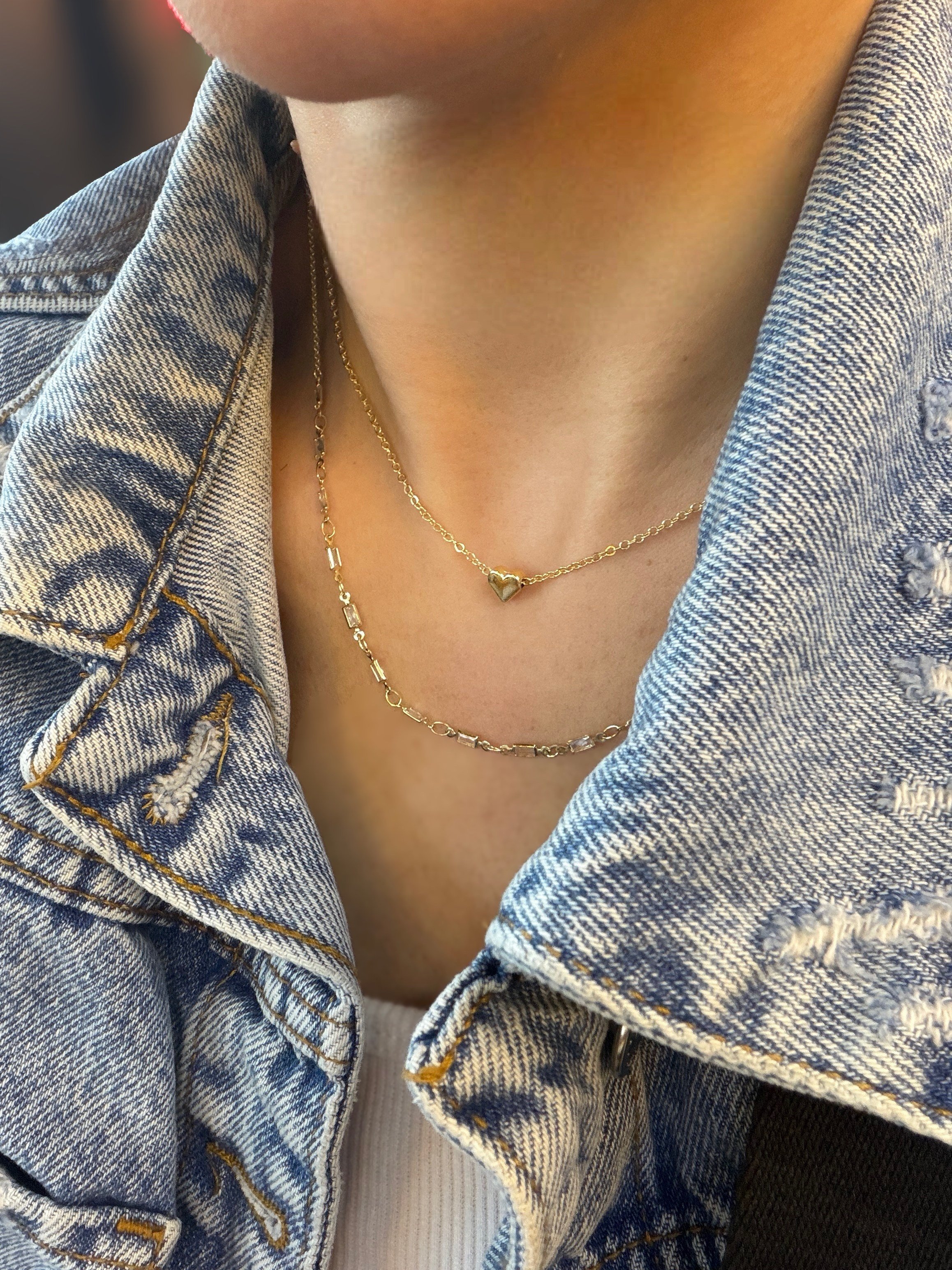 14K gold renk,minik aşk temalı kalp kolye