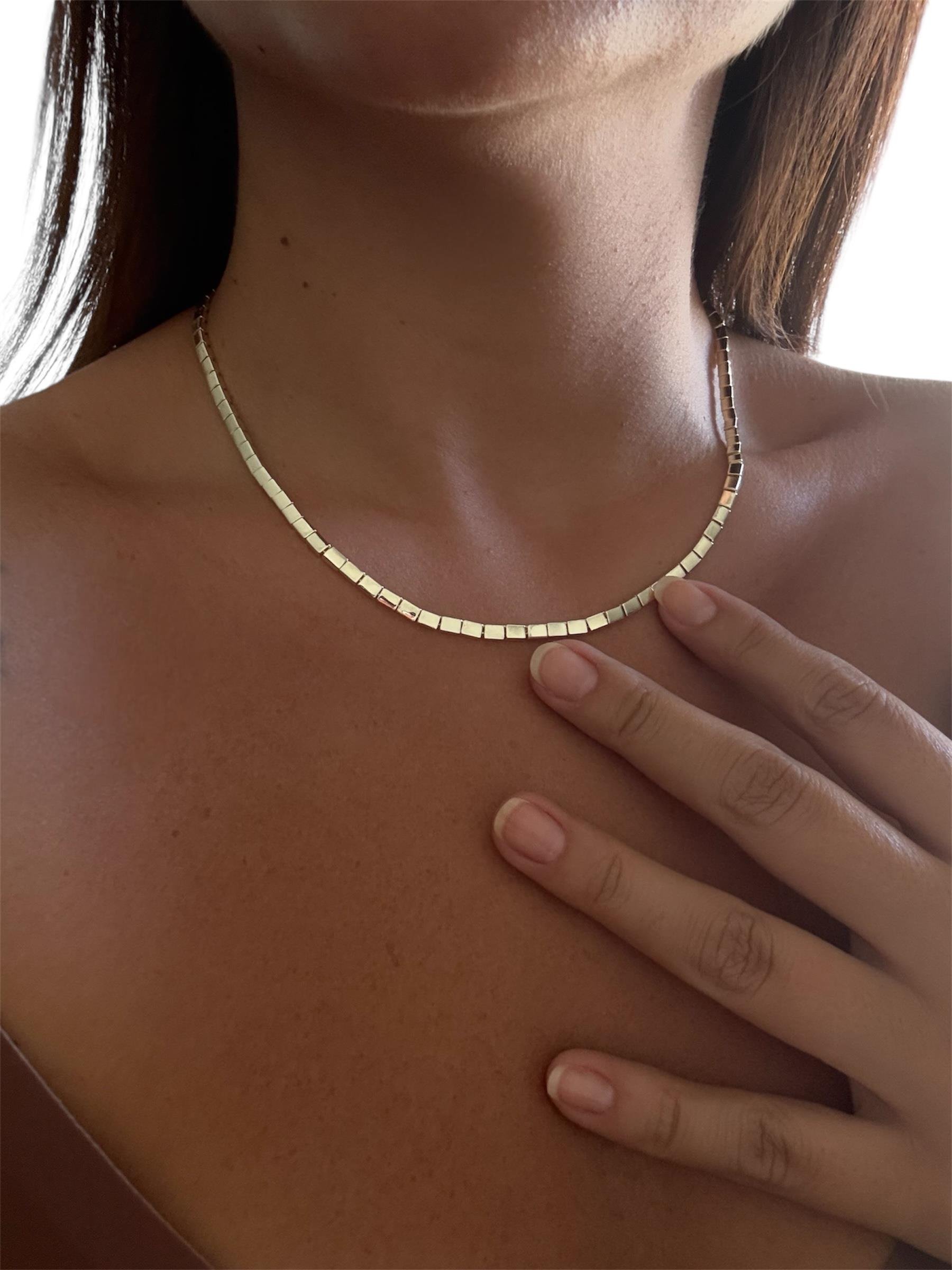 14K gold renk,plaka model,günlük şık kolye