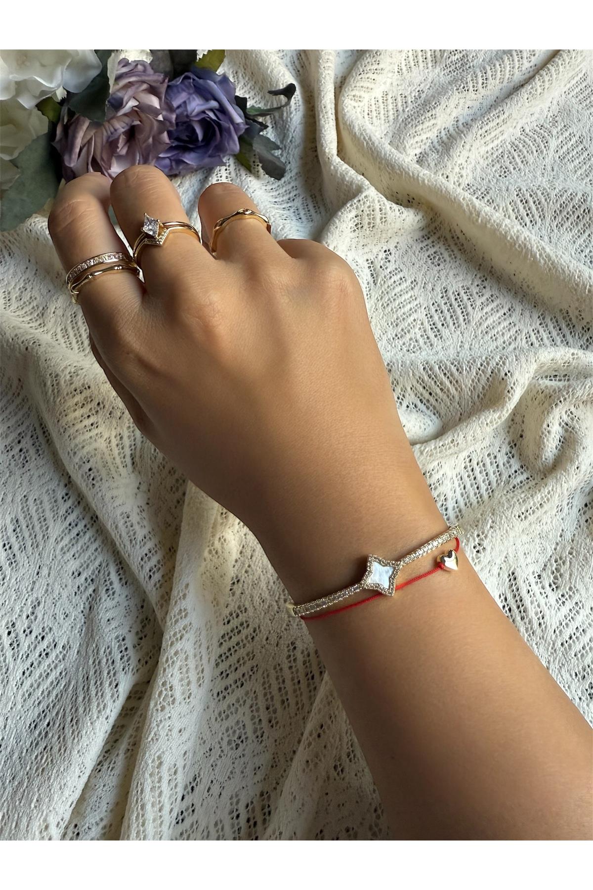 14K gold renk,premium,mineli kelepçe bileklik ve 3’lü yüzük ✨