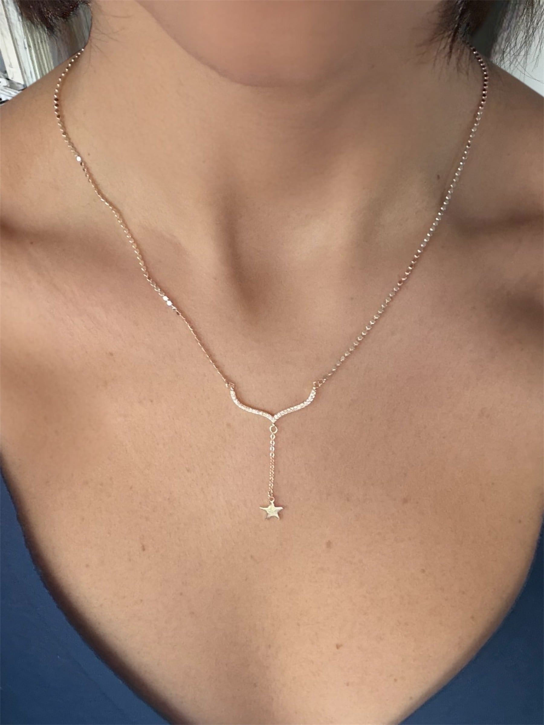 14K gold renk,zarif tasarım kolye