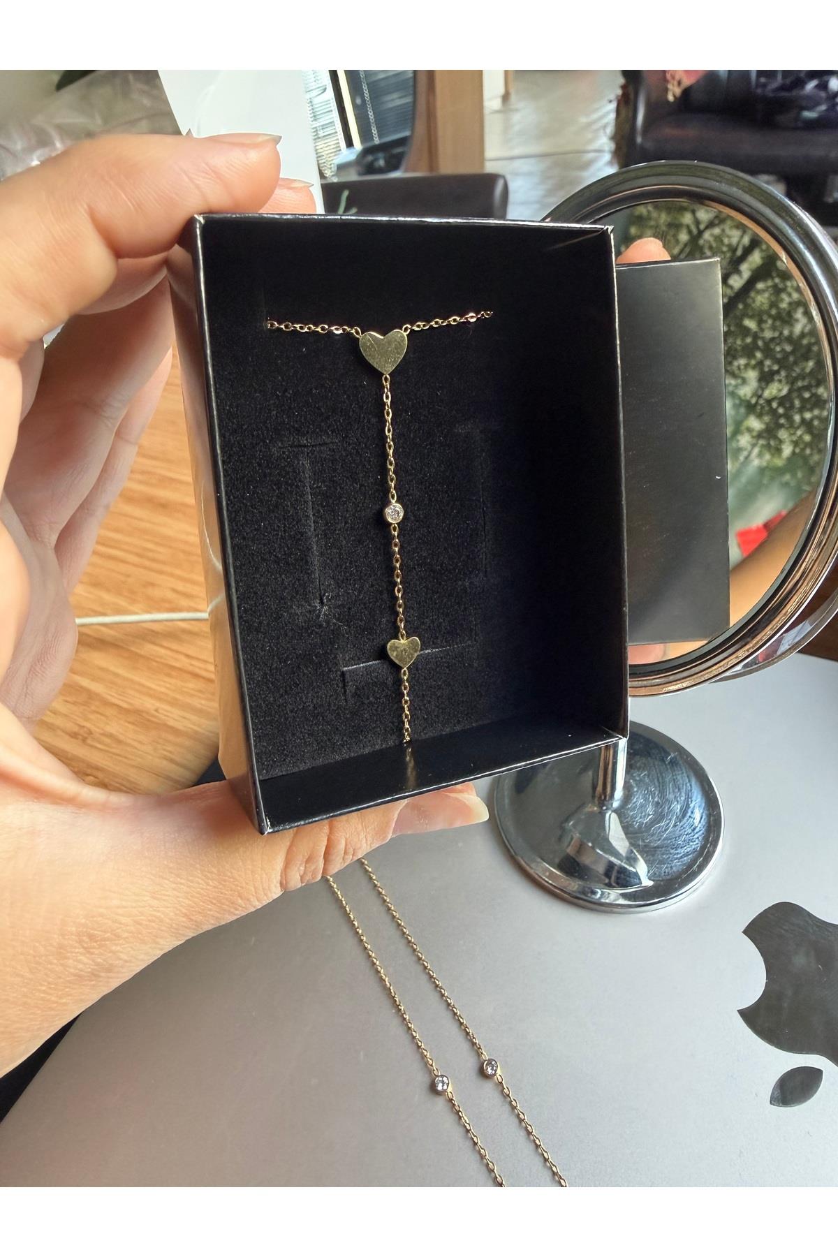 18K gold renk aşk,Y form kolye 🌺