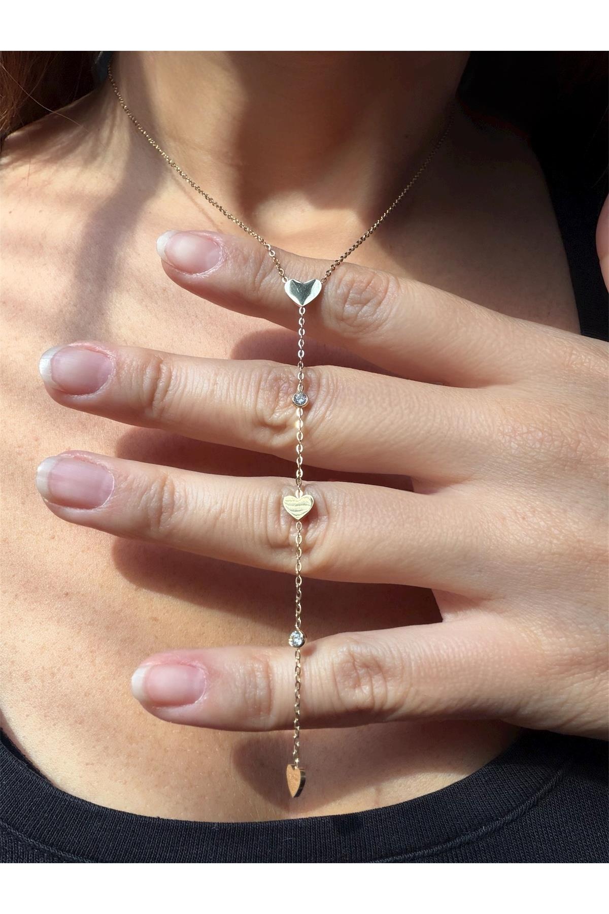18K gold renk aşk,Y form kolye 🌺