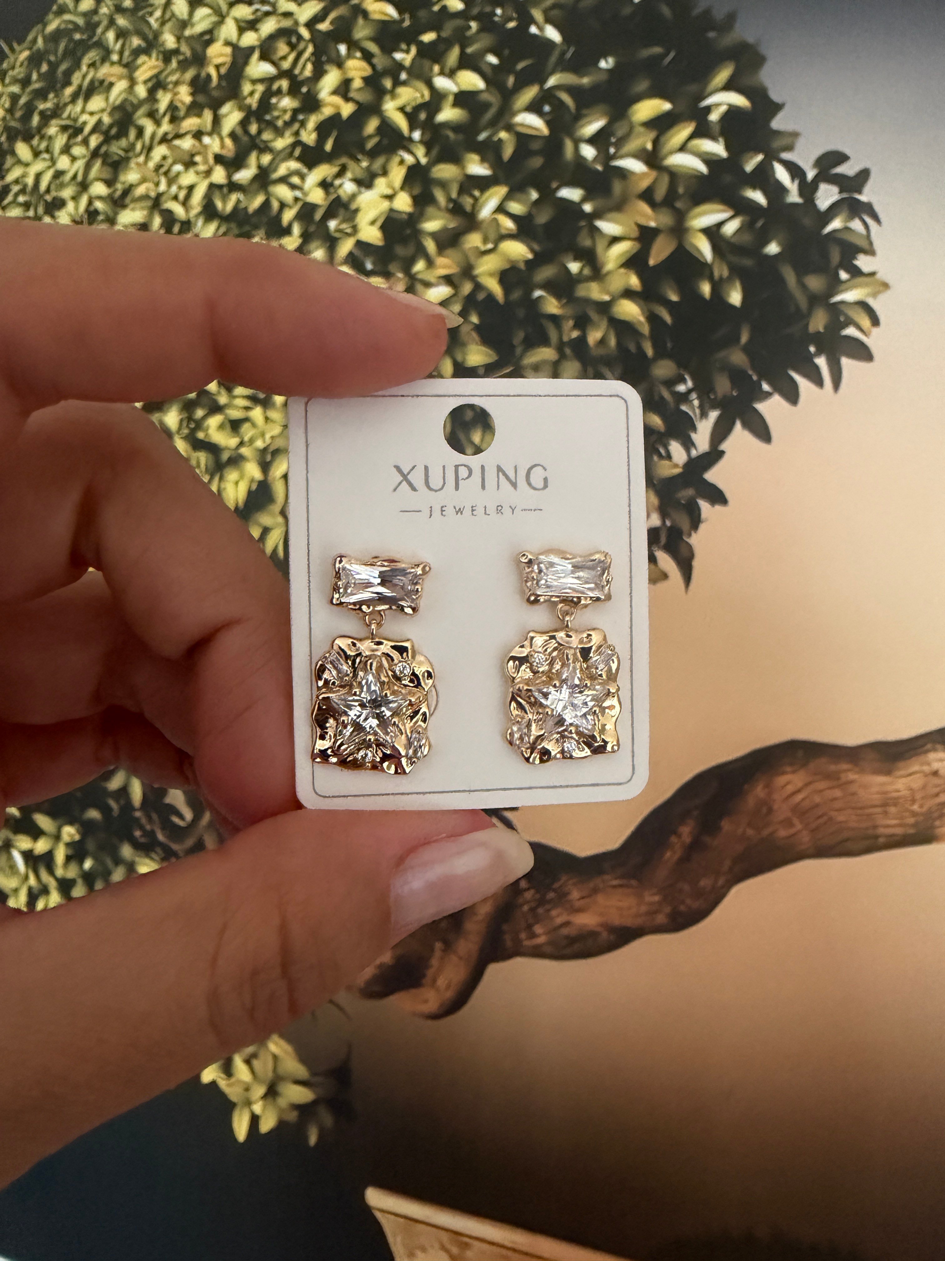 Light gold renk altın kaplama Xupng tasarım küpe