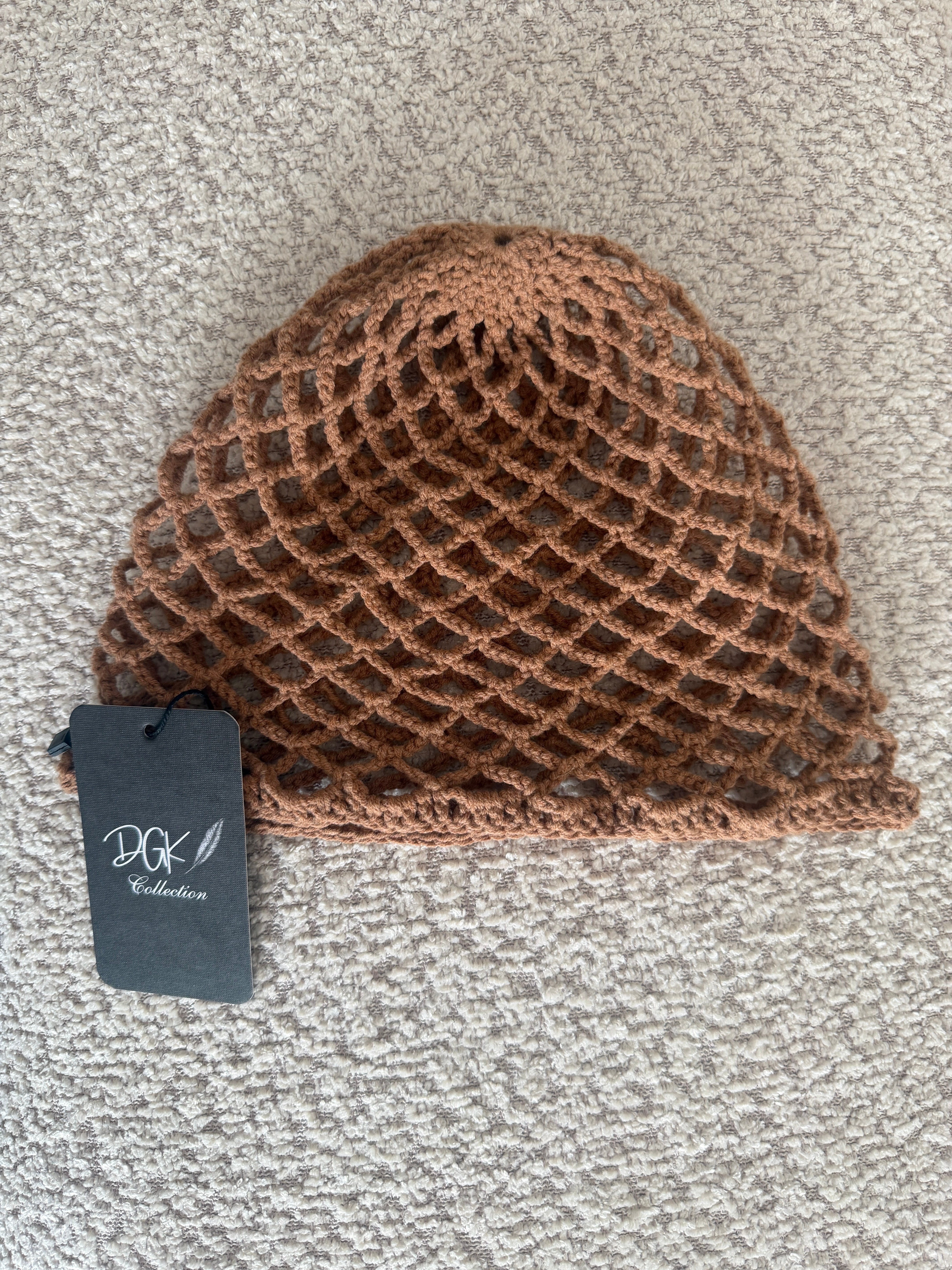 OTİ-Camel rengi günlük kullanıma uygun handmade file saç aksesuarı