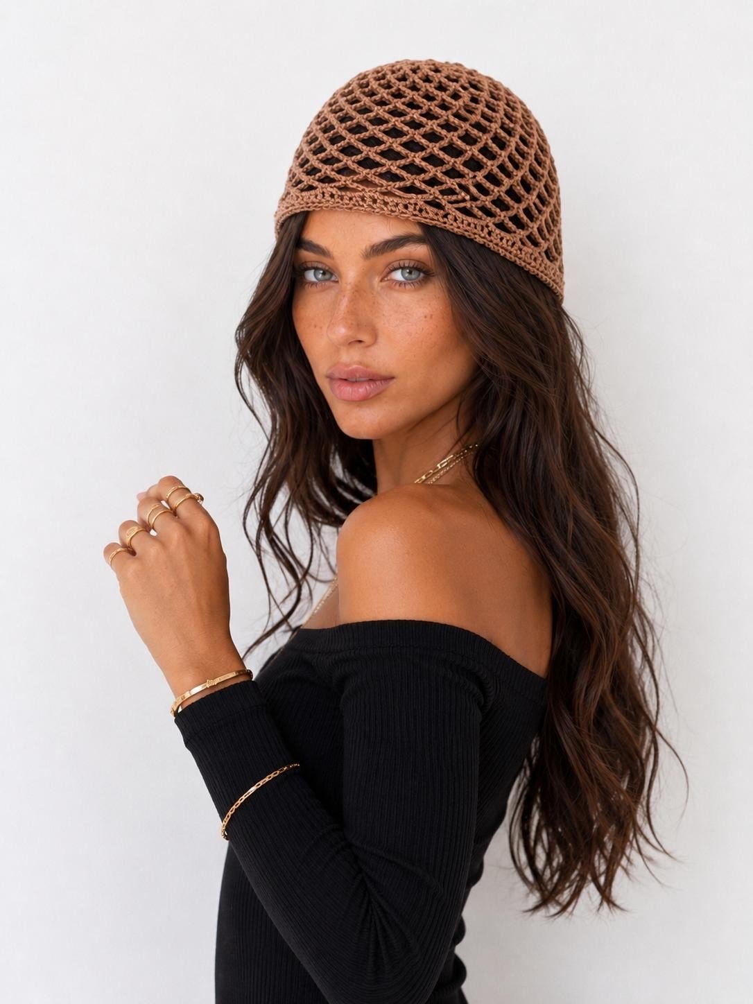 OTİ-Camel rengi günlük kullanıma uygun handmade file saç aksesuarı