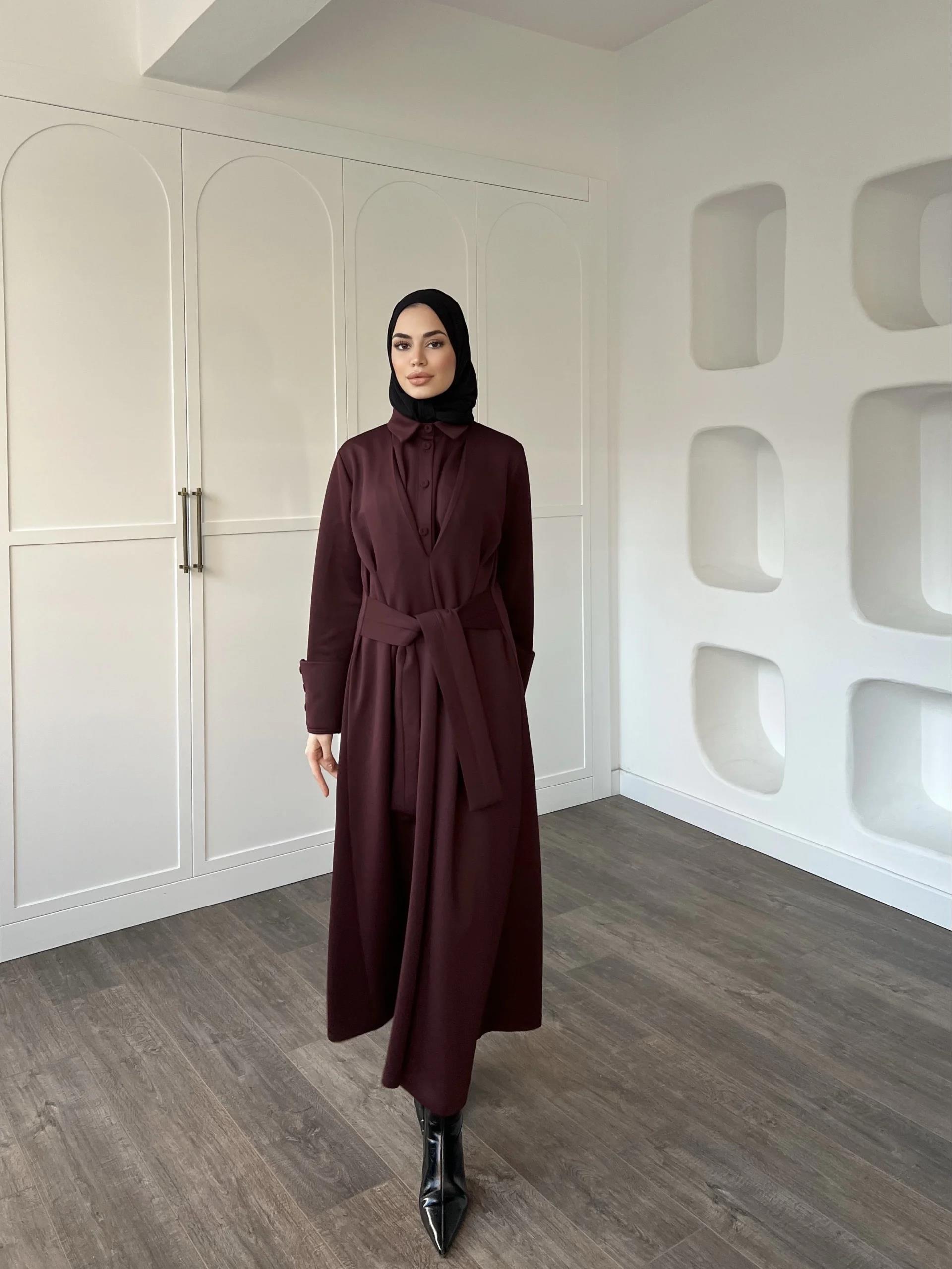 Alev Düğmeli Elbise -Bordo
