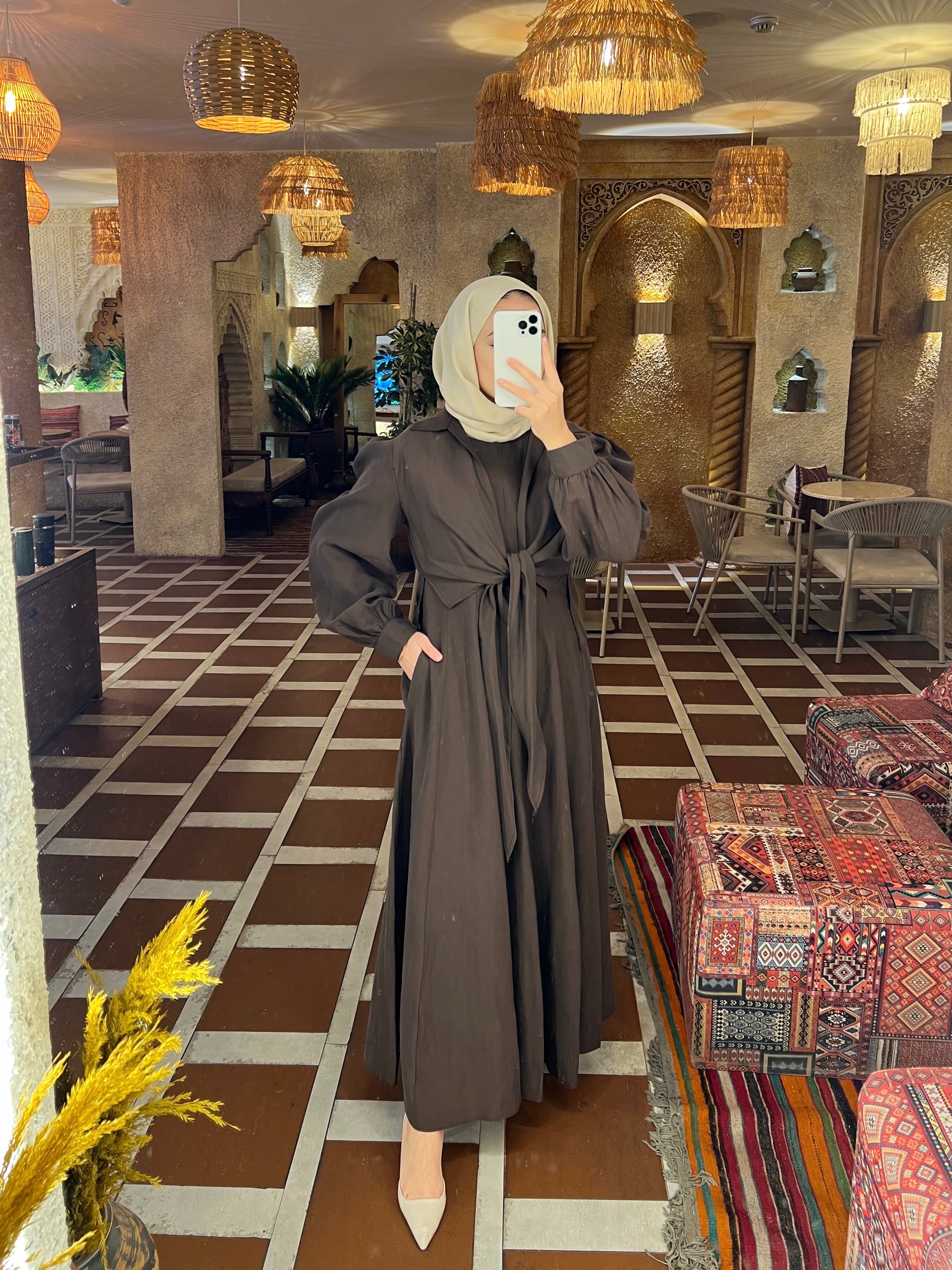 Alin Tensel Elbise - Kahve