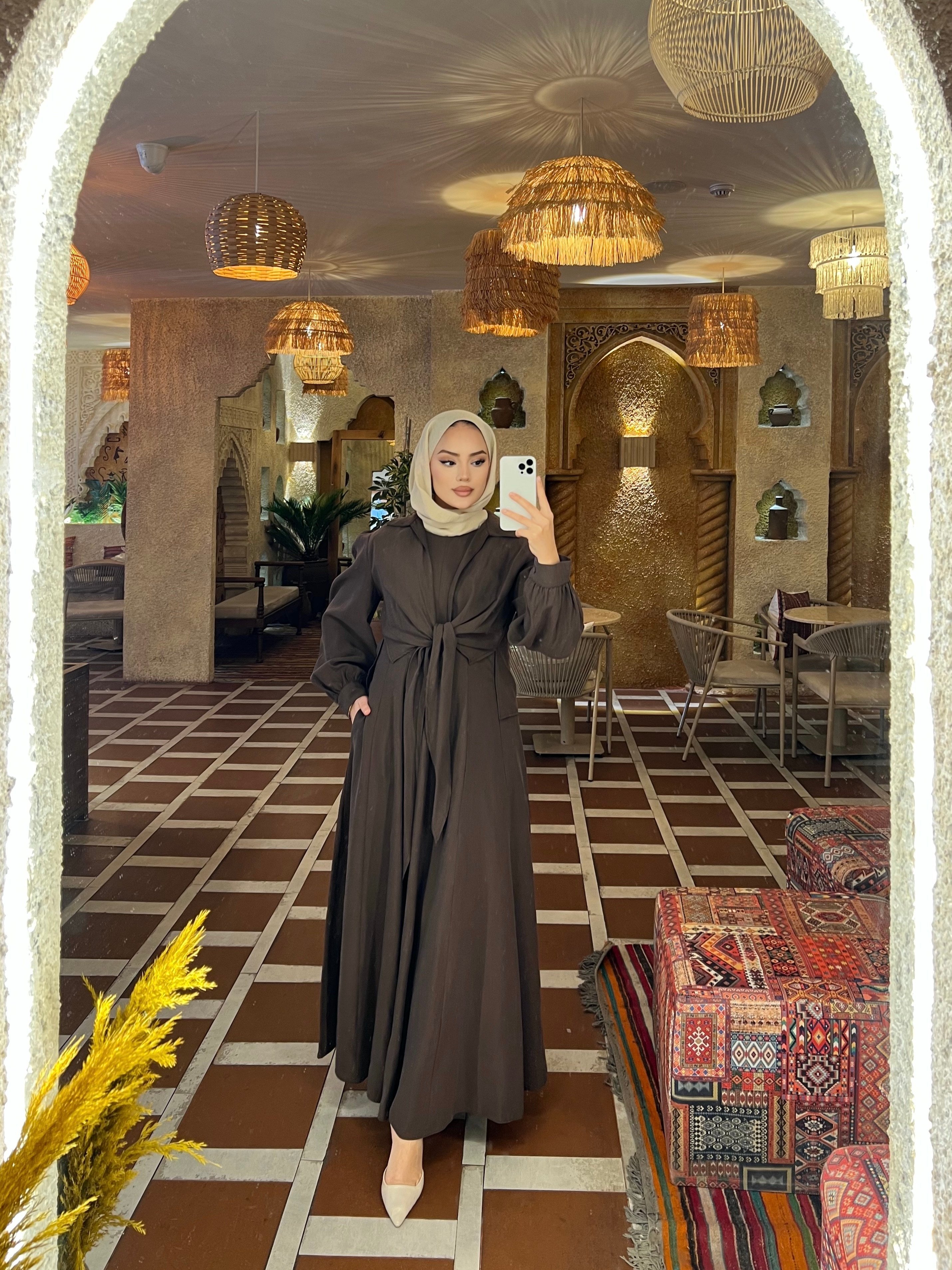 Alin Tensel Elbise - Kahve