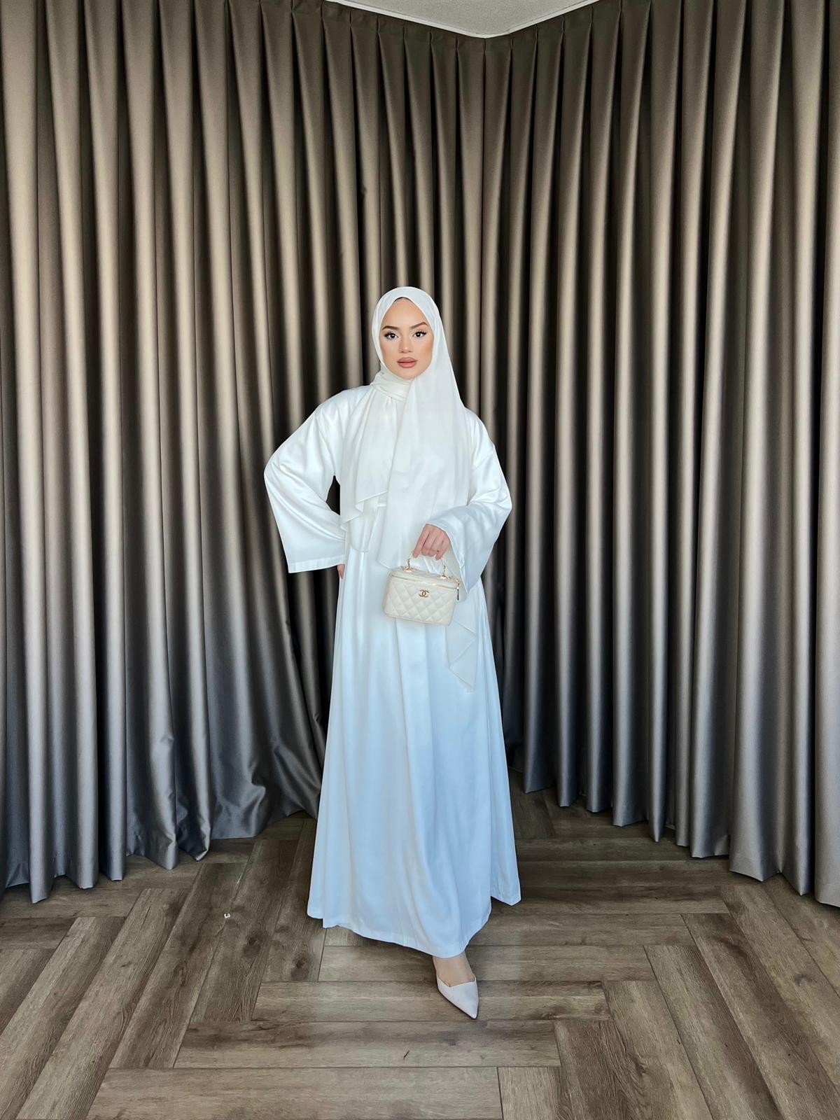 Arabic Belden Bağlamalı Elbise - Beyaz