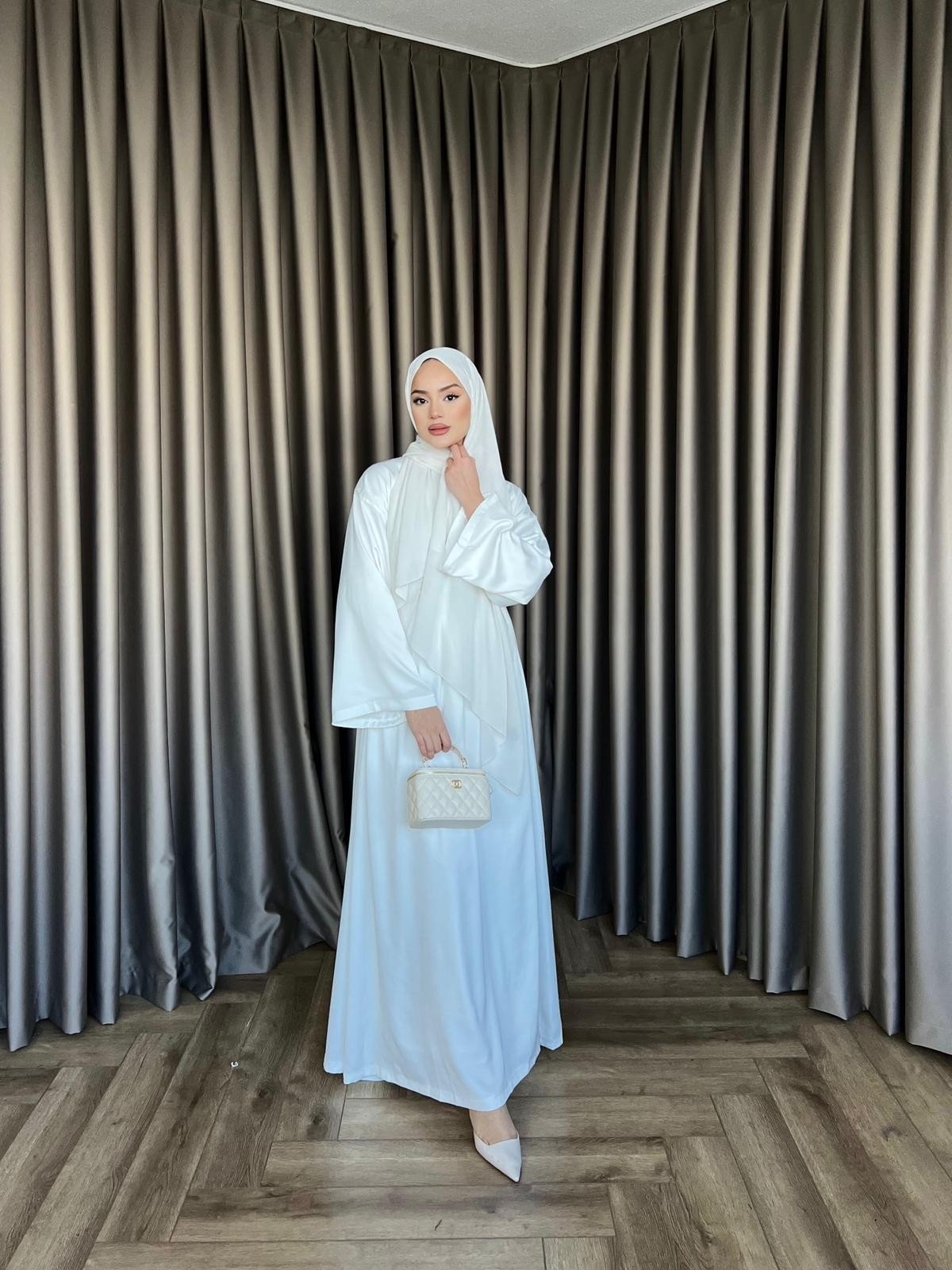 Arabic Belden Bağlamalı Elbise - Beyaz