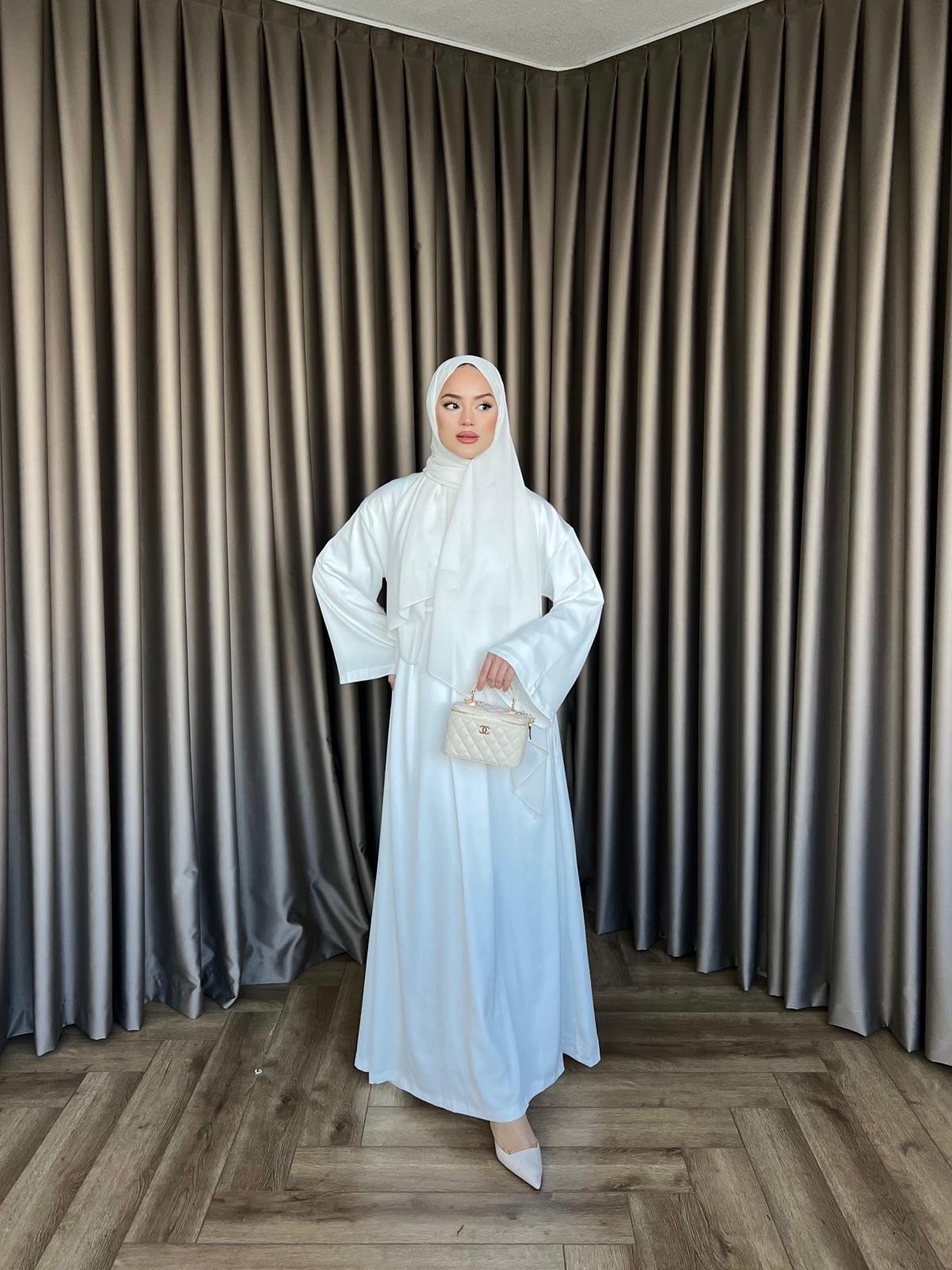 Arabic Belden Bağlamalı Elbise - Beyaz