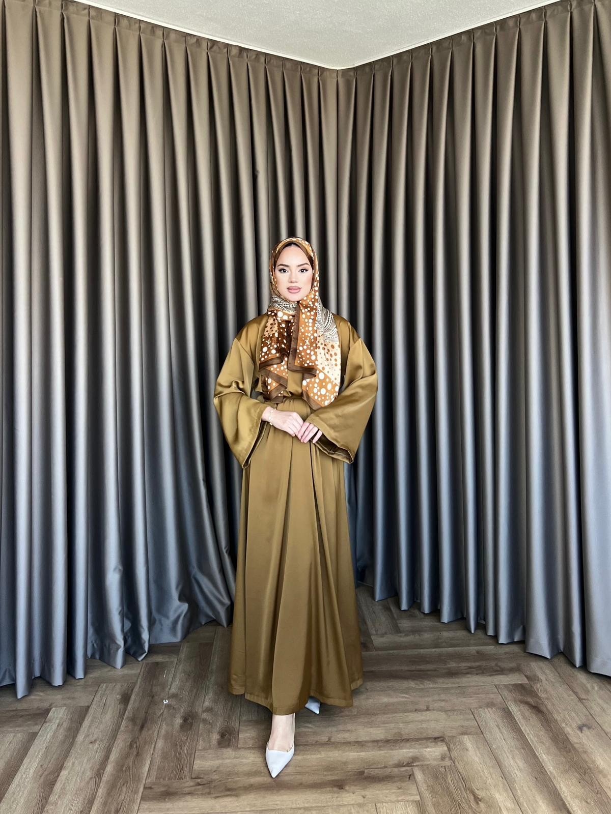 Arabic Belden Bağlamalı Elbise - Yağ Yeşil