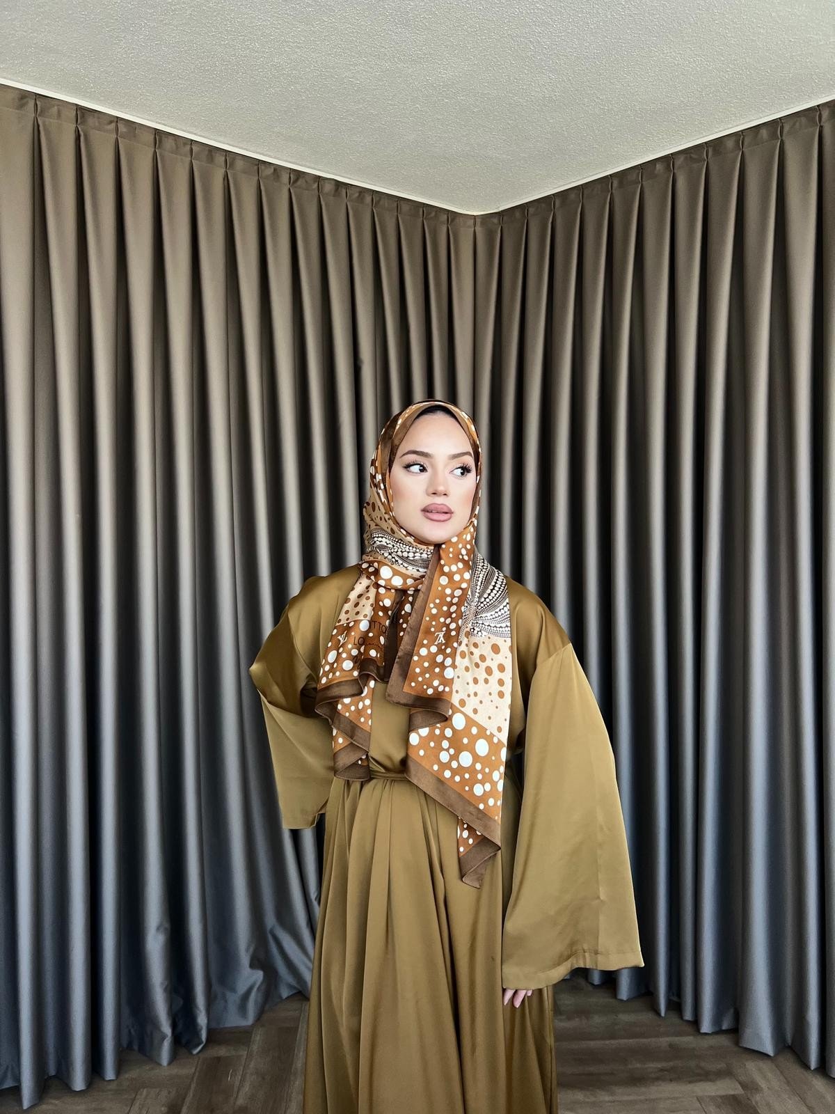 Arabic Belden Bağlamalı Elbise - Yağ Yeşil