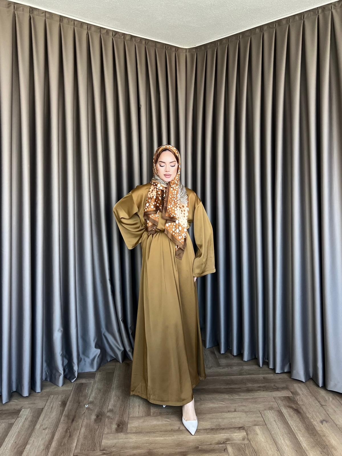 Arabic Belden Bağlamalı Elbise - Yağ Yeşil